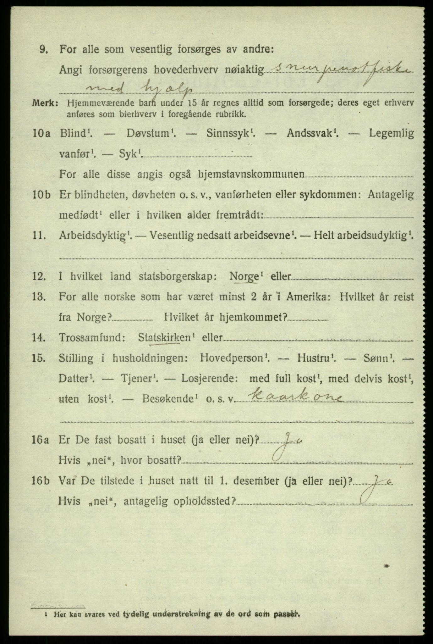 SAB, 1920 census for Sund, 1920, p. 1010