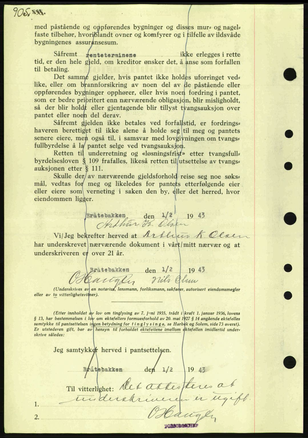 Eiker, Modum og Sigdal sorenskriveri, SAKO/A-123/G/Ga/Gab/L0047: Mortgage book no. A17, 1942-1943, Diary no: : 296/1943
