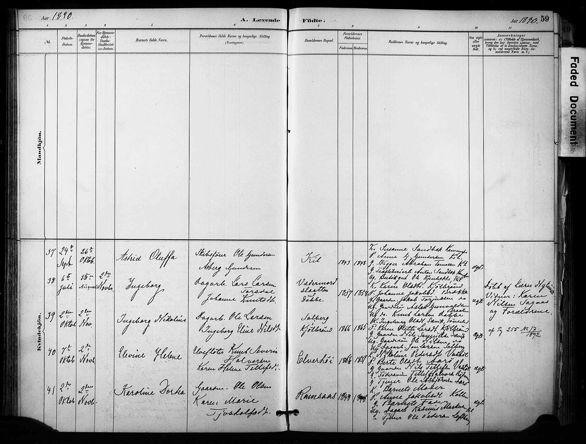 Sannidal kirkebøker, AV/SAKO-A-296/F/Fa/L0015: Parish register (official) no. 15, 1884-1899, p. 59