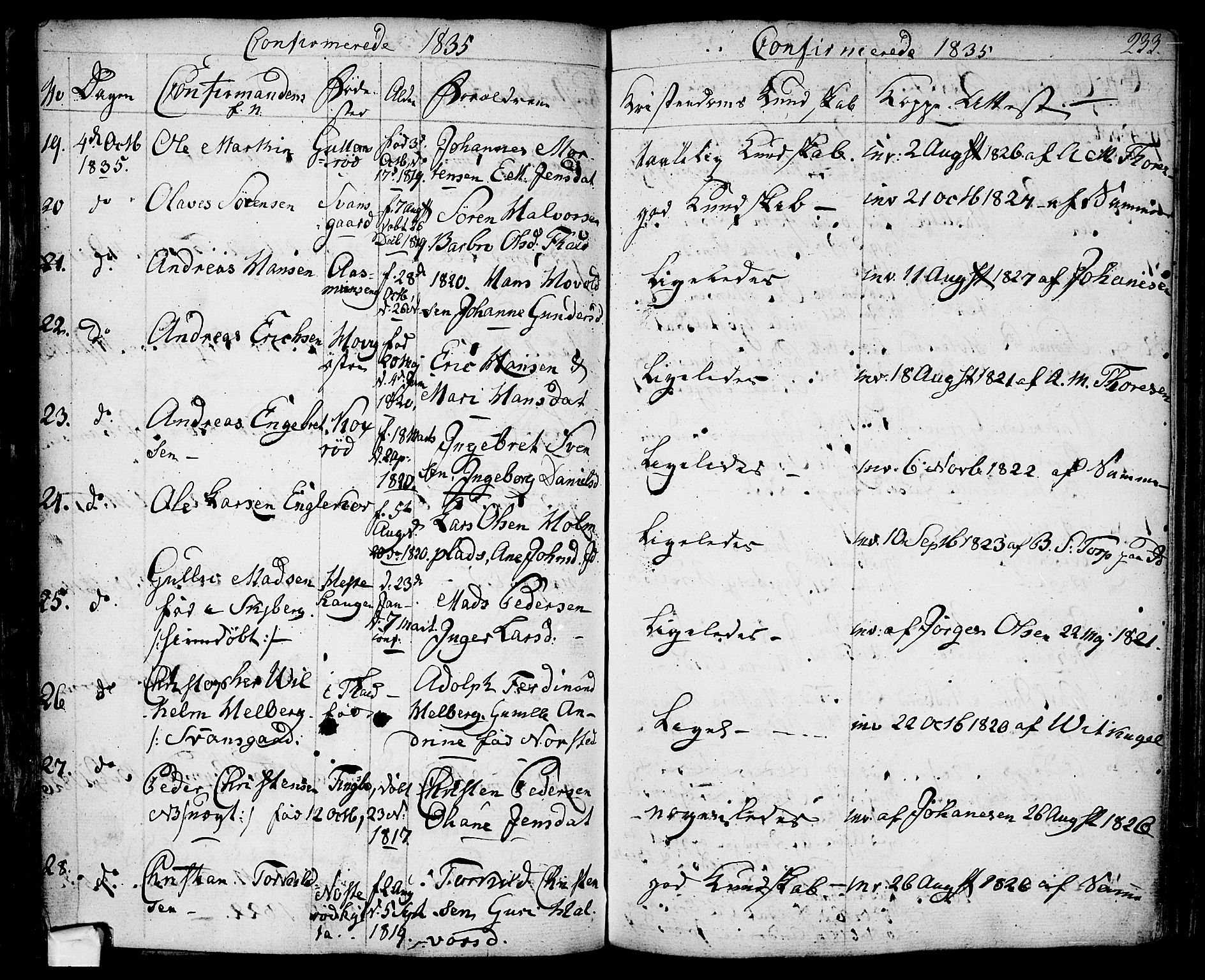 Berg prestekontor Kirkebøker, AV/SAO-A-10902/F/Fa/L0003: Parish register (official) no. I 3, 1832-1842, p. 233