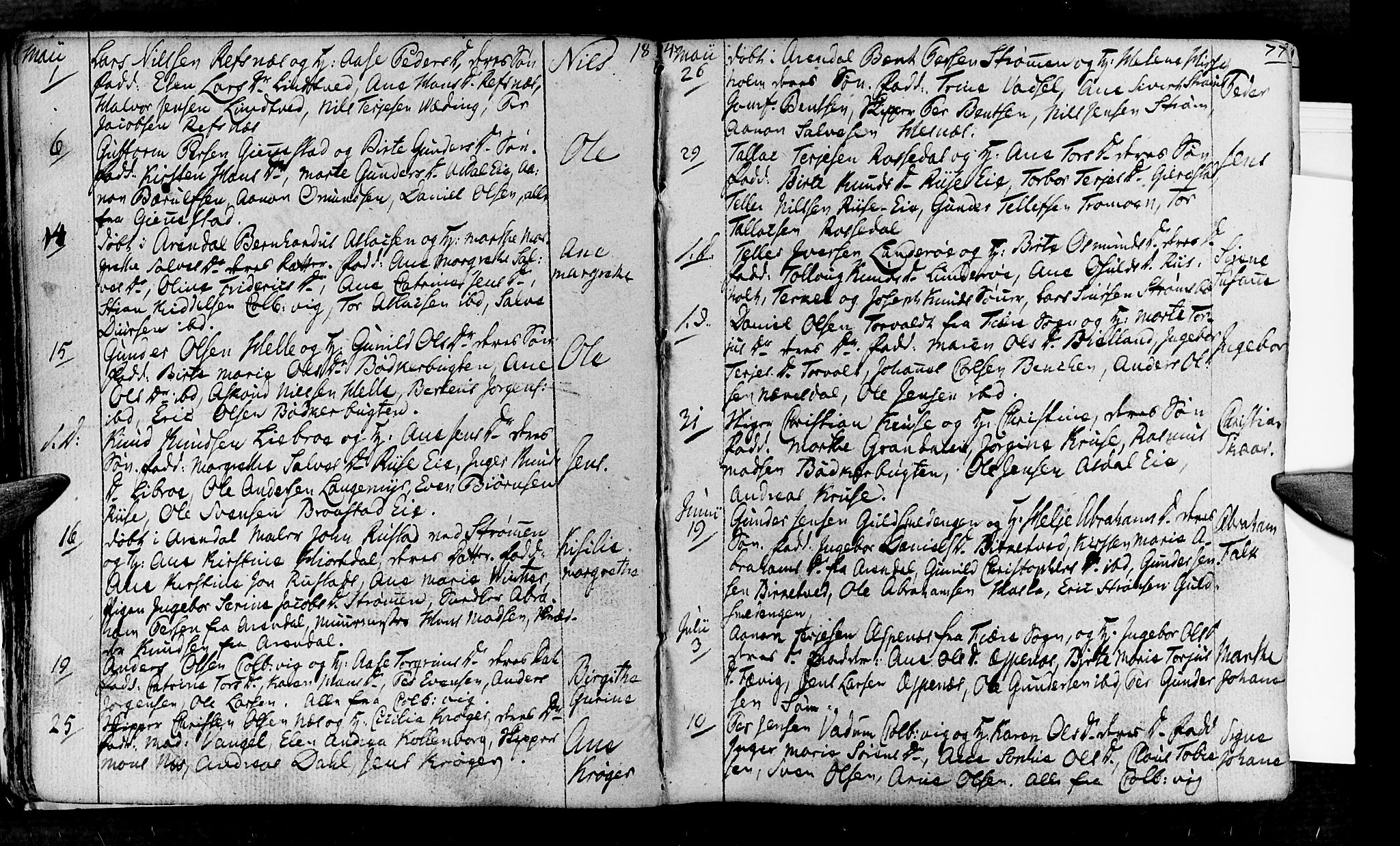 Øyestad sokneprestkontor, AV/SAK-1111-0049/F/Fa/L0011: Parish register (official) no. A 11, 1805-1824, p. 77