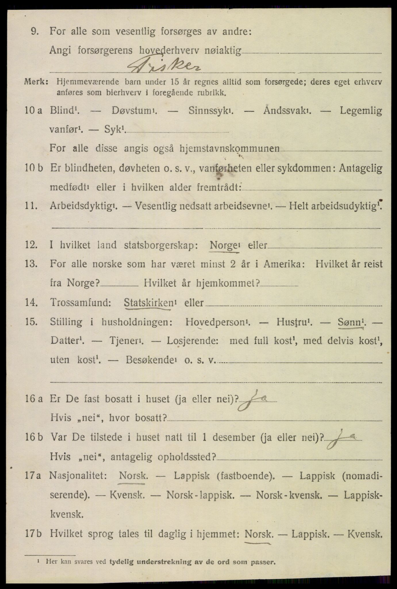 SAT, 1920 census for Lurøy, 1920, p. 3070