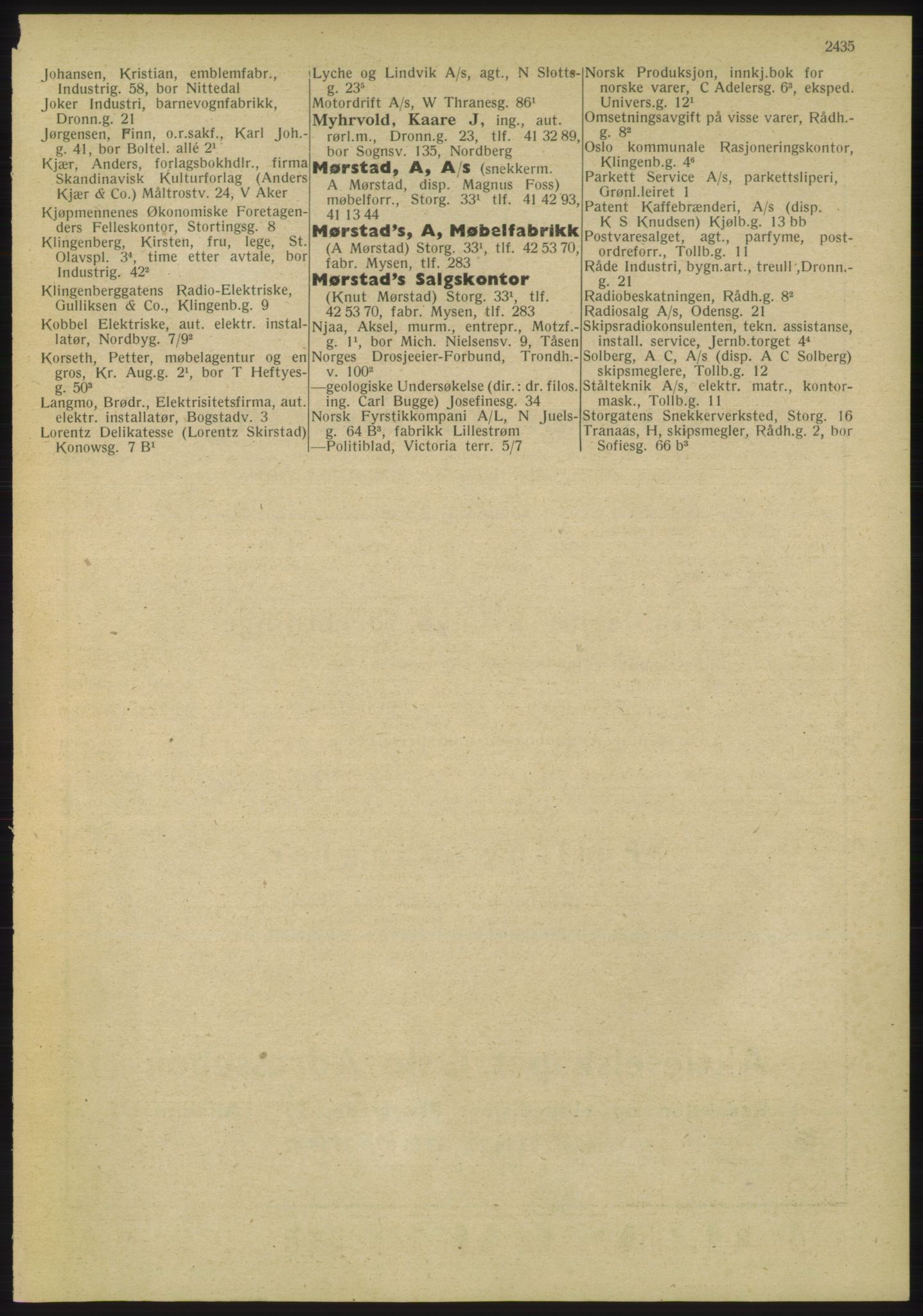 Kristiania/Oslo adressebok, PUBL/-, 1947, p. 2435
