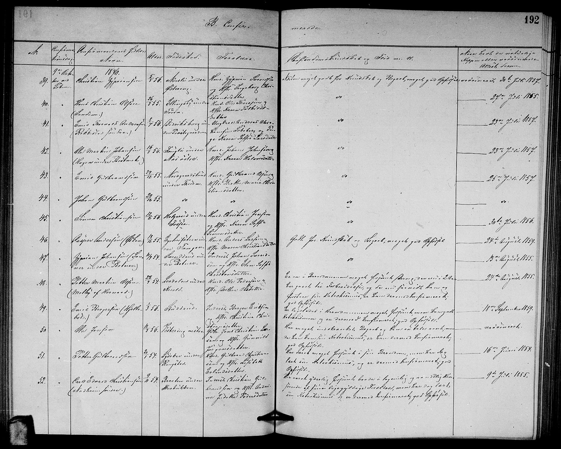 Høland prestekontor Kirkebøker, AV/SAO-A-10346a/G/Ga/L0006: Parish register (copy) no. I 6, 1869-1879, p. 192