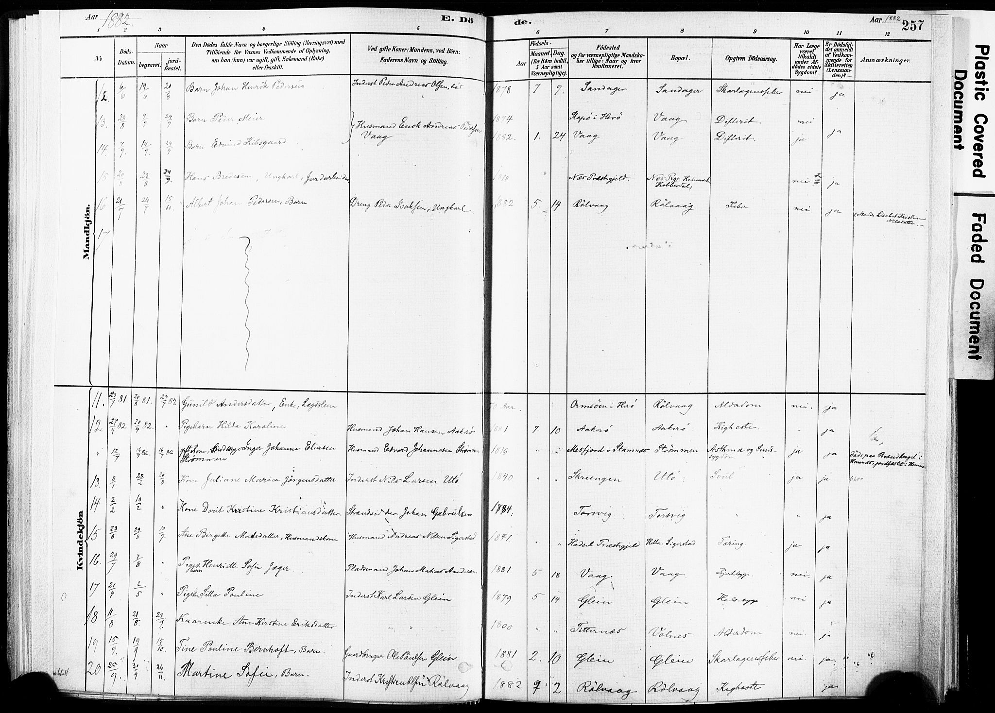 Ministerialprotokoller, klokkerbøker og fødselsregistre - Nordland, AV/SAT-A-1459/835/L0526: Parish register (official) no. 835A03II, 1881-1910, p. 257