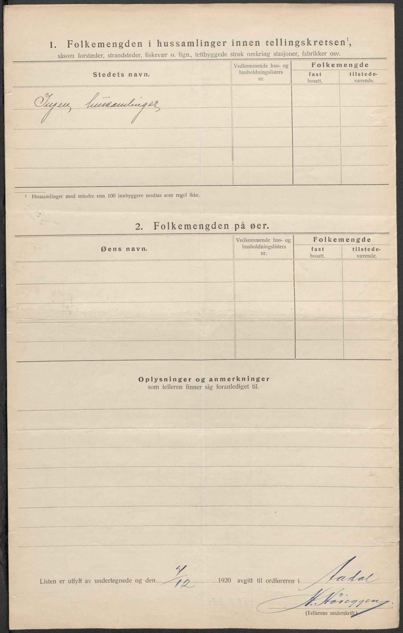 SAKO, 1920 census for Ådal, 1920, p. 32