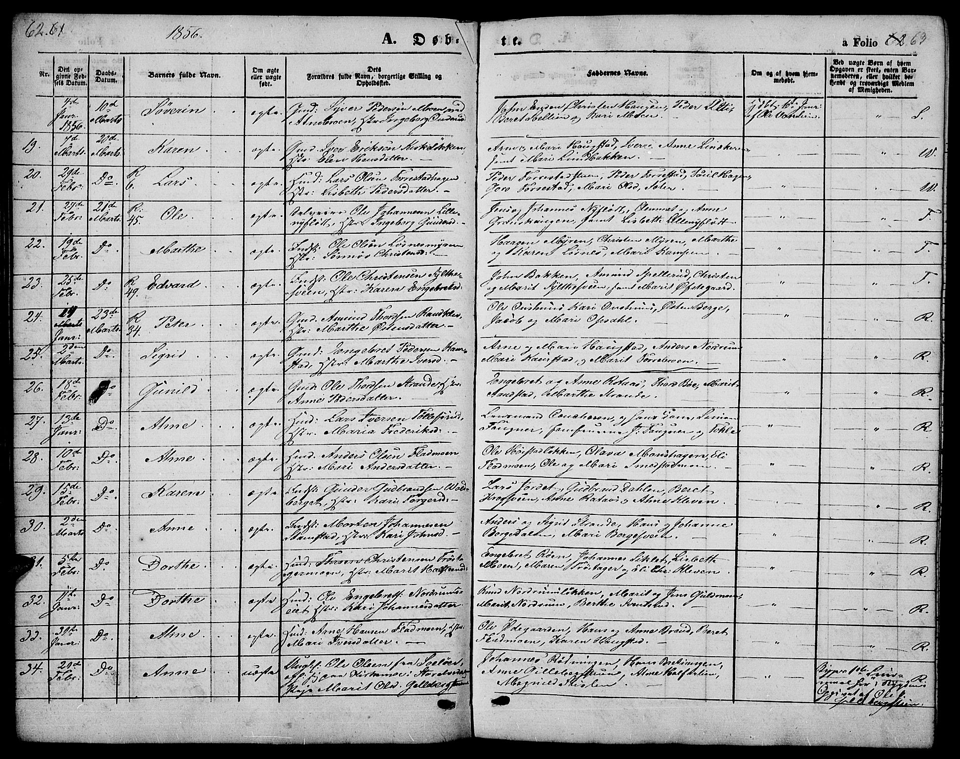 Ringebu prestekontor, SAH/PREST-082/H/Ha/Hab/L0003: Parish register (copy) no. 3, 1854-1866, p. 62-63
