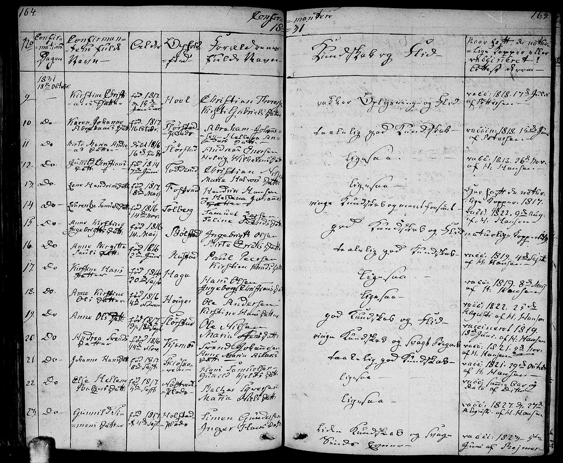 Ås prestekontor Kirkebøker, AV/SAO-A-10894/F/Fa/L0005: Parish register (official) no. I 5, 1827-1840, p. 164-165