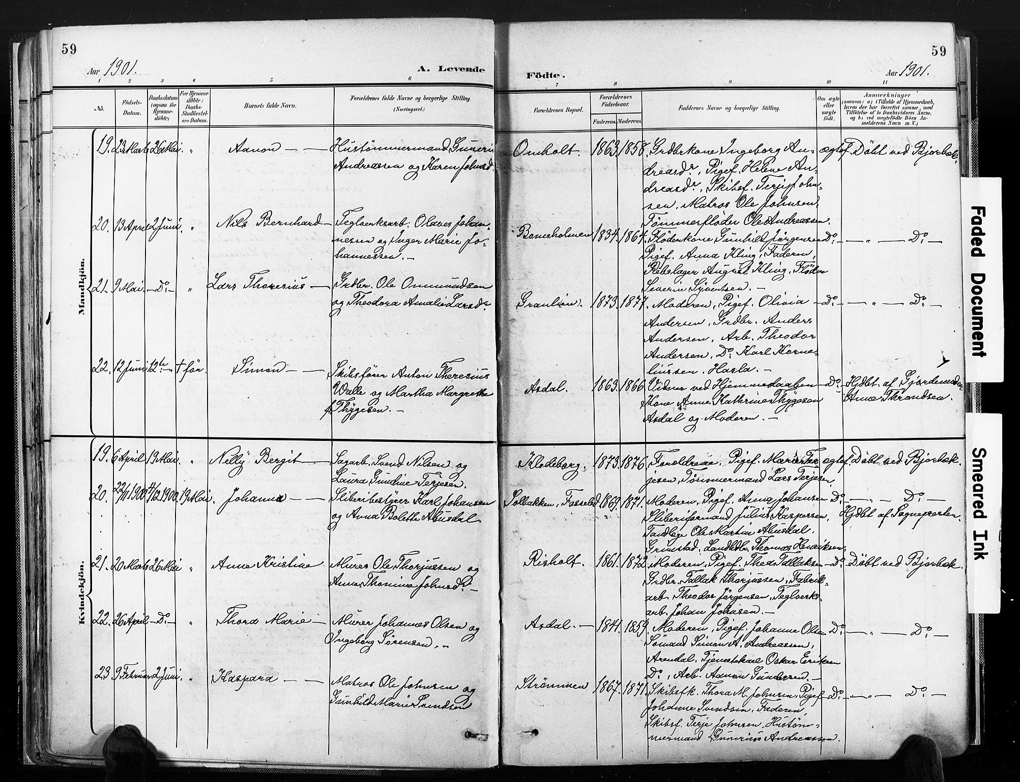 Øyestad sokneprestkontor, AV/SAK-1111-0049/F/Fa/L0018: Parish register (official) no. A 18, 1897-1907, p. 59