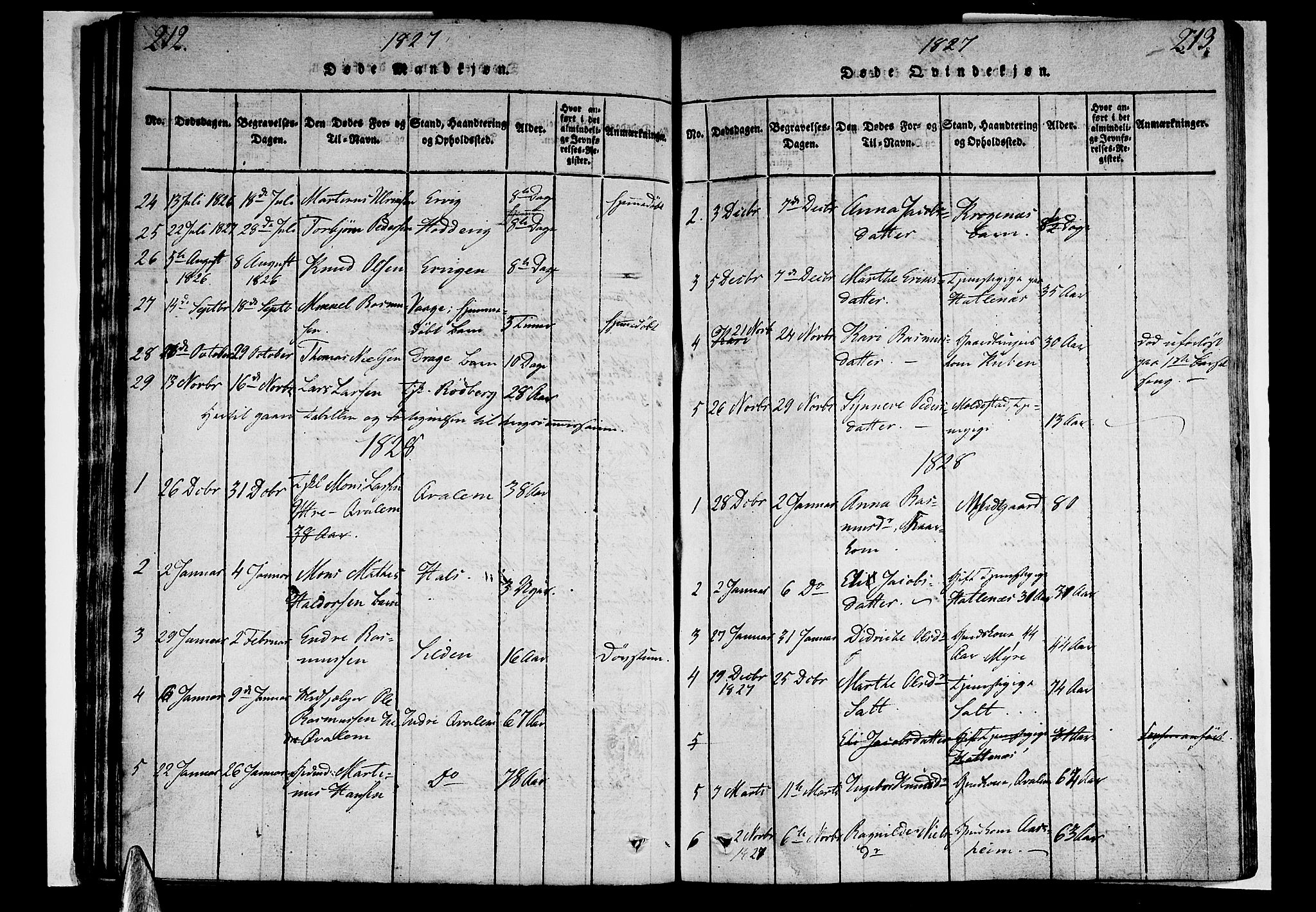 Selje sokneprestembete, SAB/A-99938/H/Ha/Haa/Haaa: Parish register (official) no. A 8, 1816-1828, p. 212-213