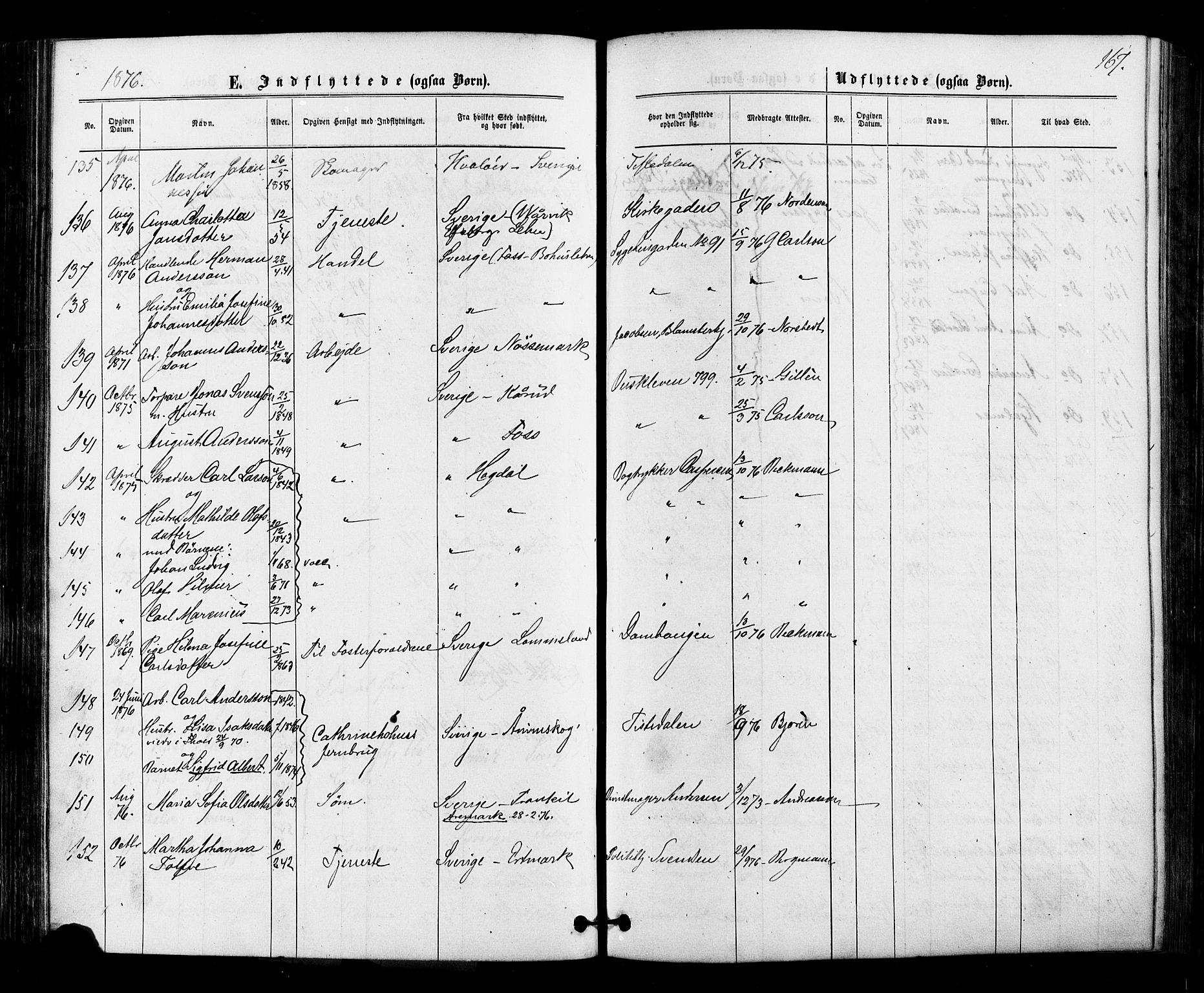 Halden prestekontor Kirkebøker, SAO/A-10909/F/Fa/L0010: Parish register (official) no. I 10, 1866-1877, p. 167