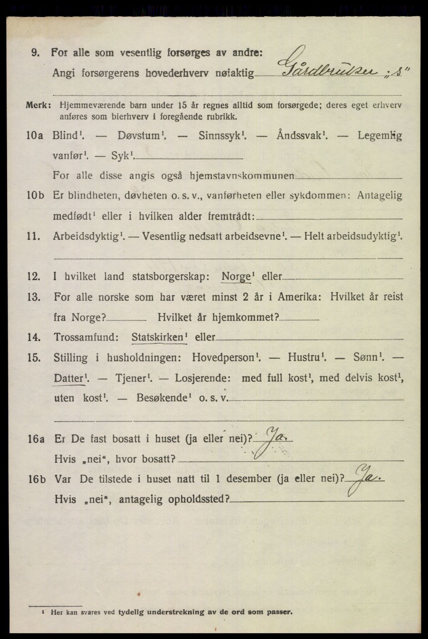 SAK, 1920 census for Sør-Audnedal, 1920, p. 2724
