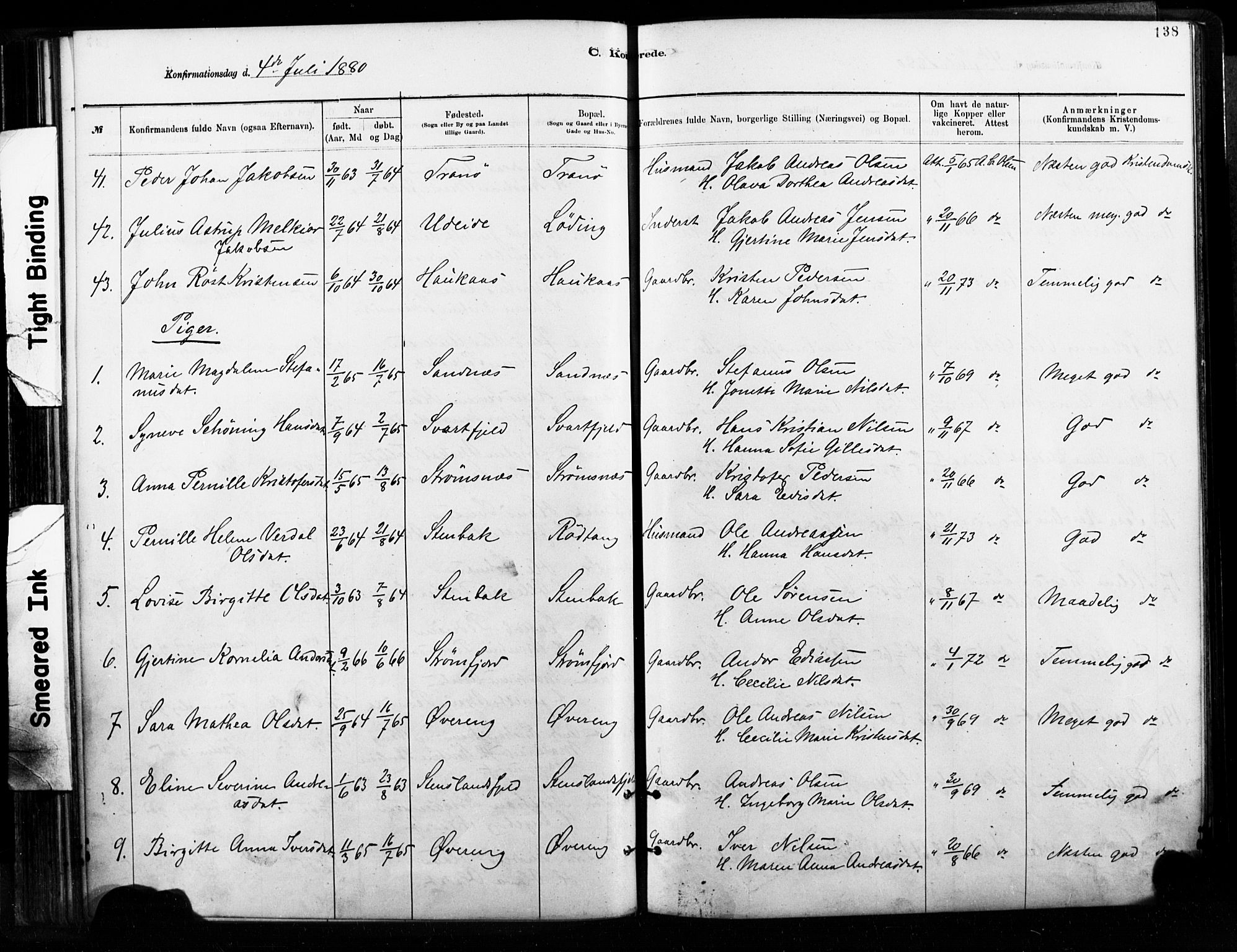 Ministerialprotokoller, klokkerbøker og fødselsregistre - Nordland, AV/SAT-A-1459/859/L0846: Parish register (official) no. 859A06, 1878-1889, p. 138