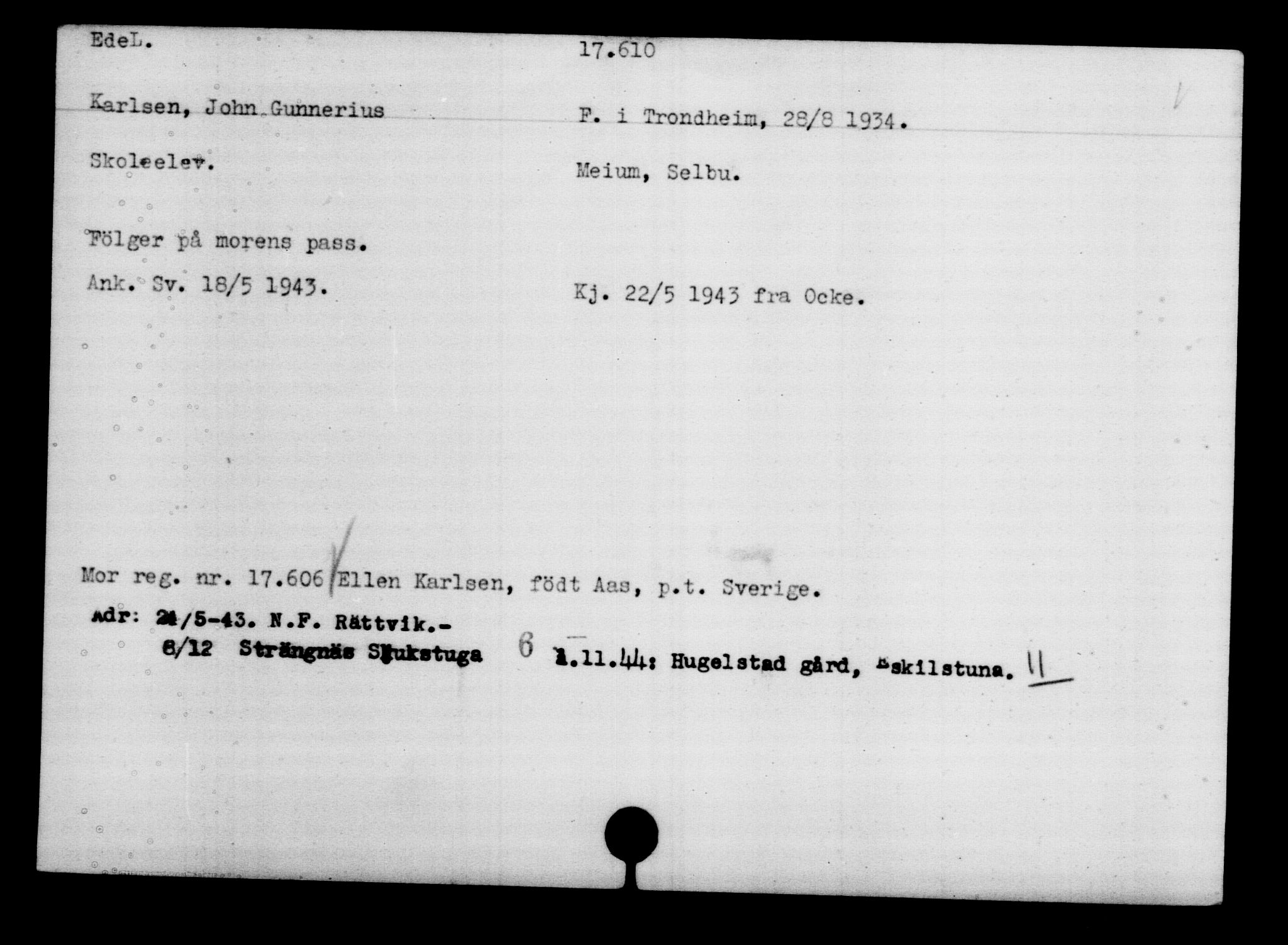 Utenriksstasjonene, Legasjonen i Stockholm, Flyktningkontoret, AV/RA-S-6753/V/Va/L0008: Kjesäterkartoteket, flyktninger med registreringsnr. 15700-18547, 1940-1945, p. 2114