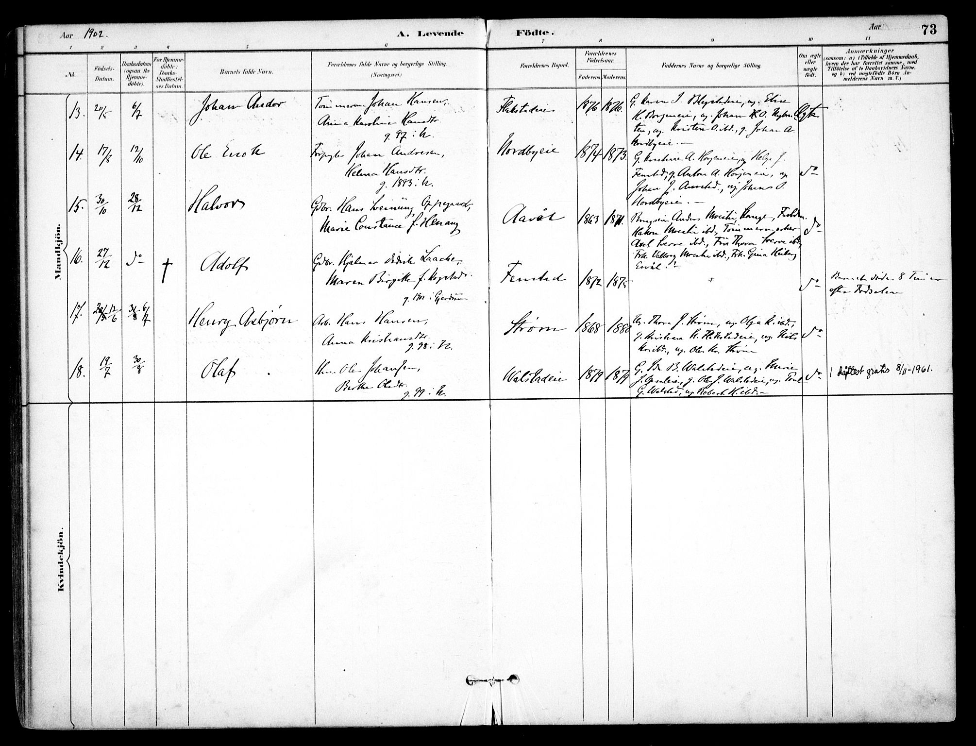 Nes prestekontor Kirkebøker, AV/SAO-A-10410/F/Fb/L0002: Parish register (official) no. II 2, 1883-1918, p. 73