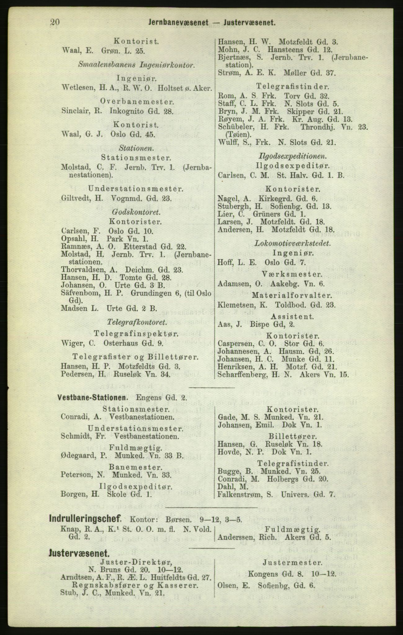 Kristiania/Oslo adressebok, PUBL/-, 1882, p. 20