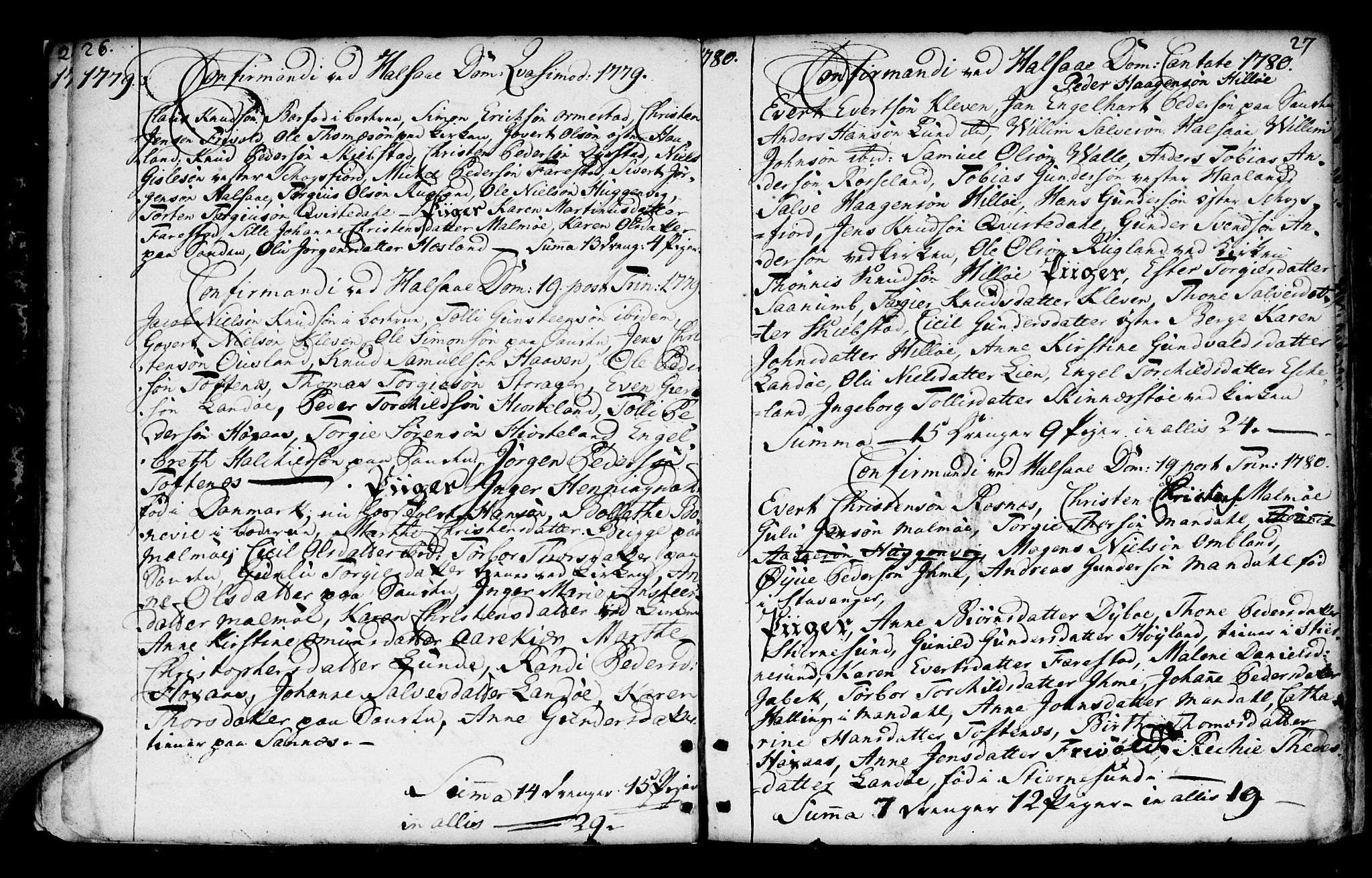 Mandal sokneprestkontor, SAK/1111-0030/F/Fa/Faa/L0004: Parish register (official) no. A 4, 1745-1817, p. 26-27