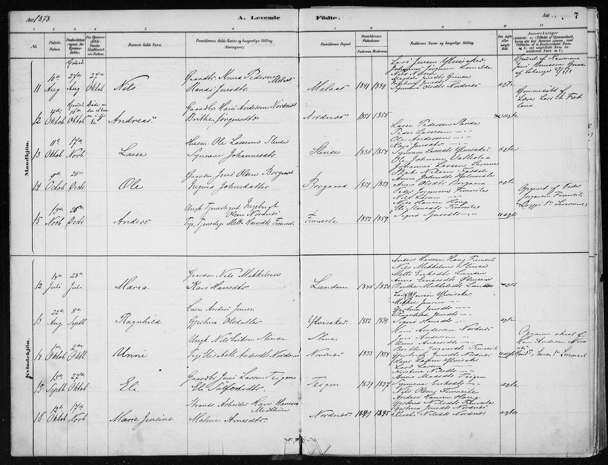 Sogndal sokneprestembete, AV/SAB-A-81301/H/Haa/Haac/L0001: Parish register (official) no. C 1, 1878-1907, p. 7