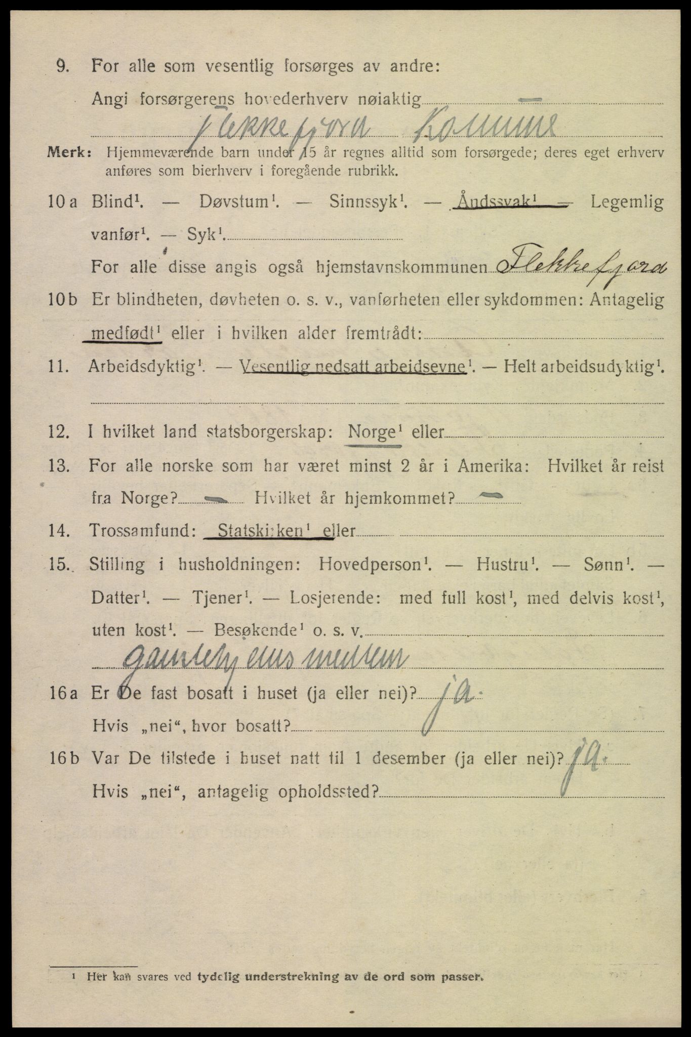 SAK, 1920 census for Flekkefjord, 1920, p. 2001