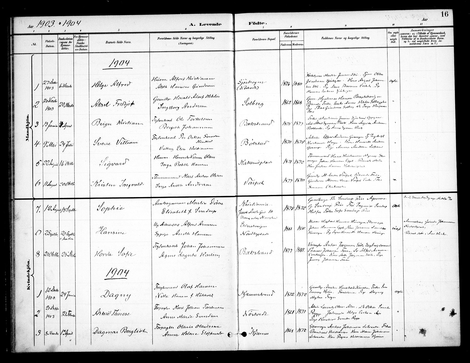 Ås prestekontor Kirkebøker, SAO/A-10894/F/Fb/L0002: Parish register (official) no. II 2, 1895-1916, p. 16