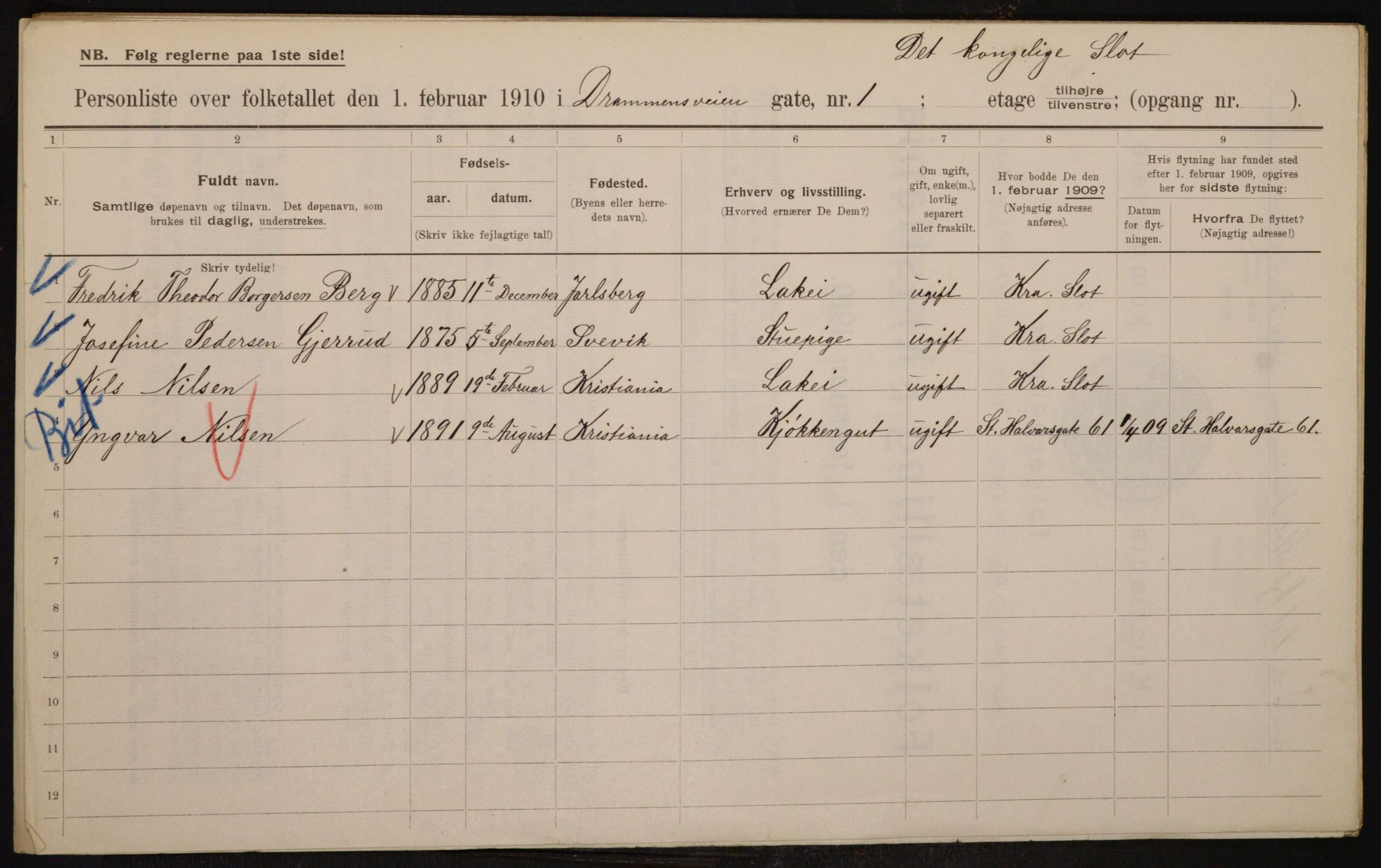 OBA, Municipal Census 1910 for Kristiania, 1910, p. 15546