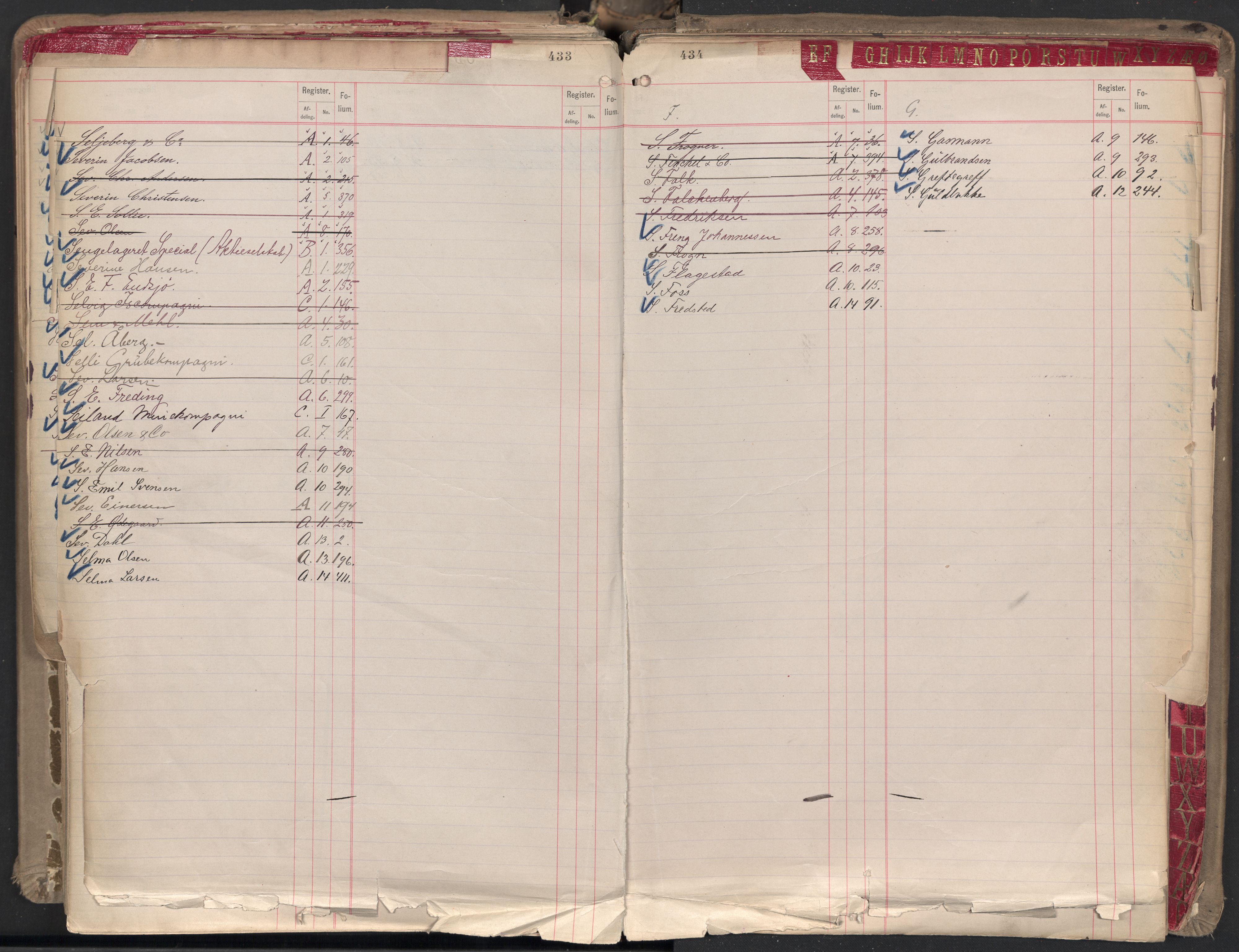 Oslo byfogd avd. II, AV/SAO-A-10942/G/Ga/Gaa/L0001: Firmaregister: A 1-15, B 1-4, C 1, 1890, p. 433-434