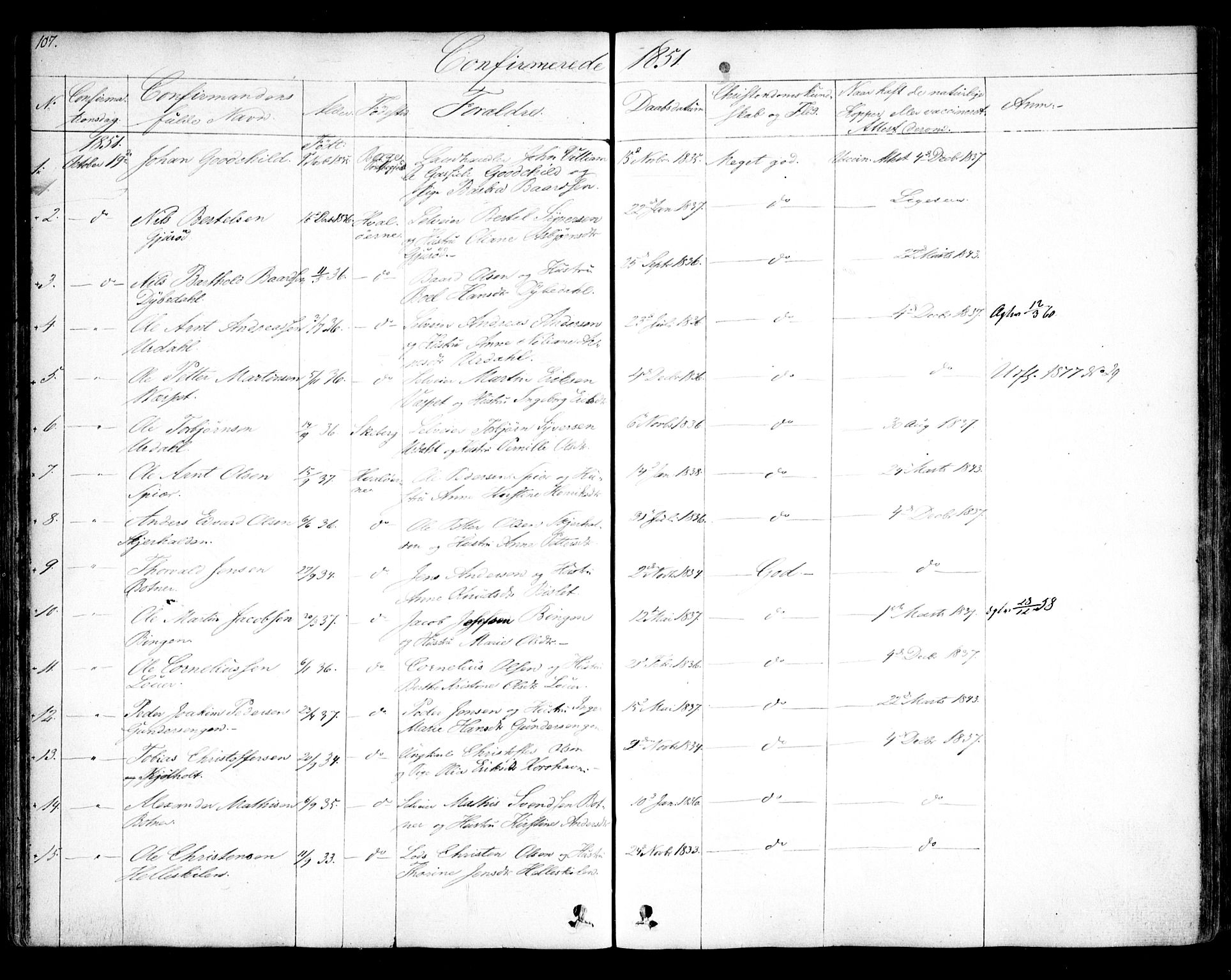 Hvaler prestekontor Kirkebøker, AV/SAO-A-2001/F/Fa/L0006: Parish register (official) no. I 6, 1846-1863, p. 107