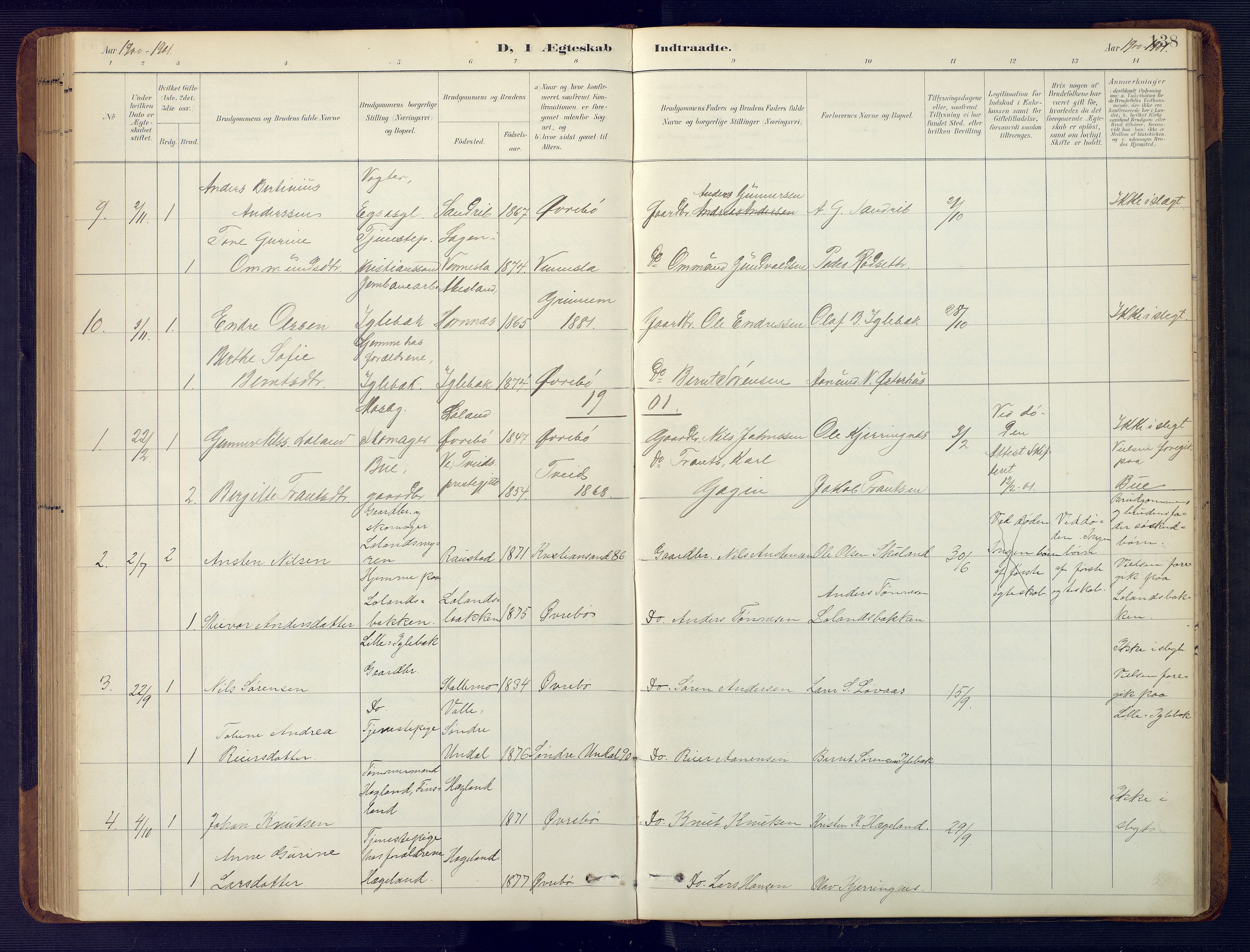 Vennesla sokneprestkontor, SAK/1111-0045/Fb/Fbc/L0003: Parish register (copy) no. B 3, 1895-1946, p. 138