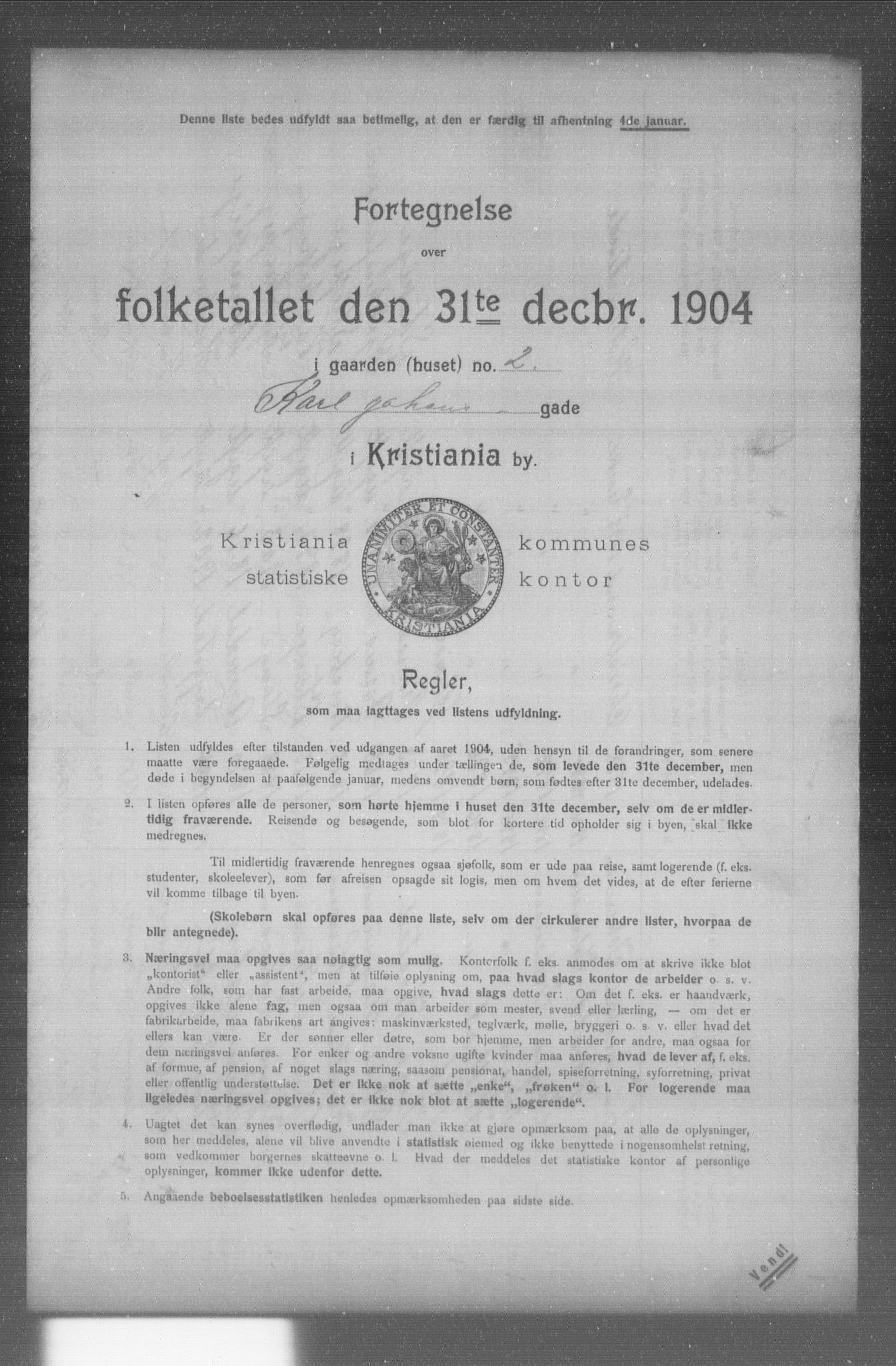 OBA, Municipal Census 1904 for Kristiania, 1904, p. 9366