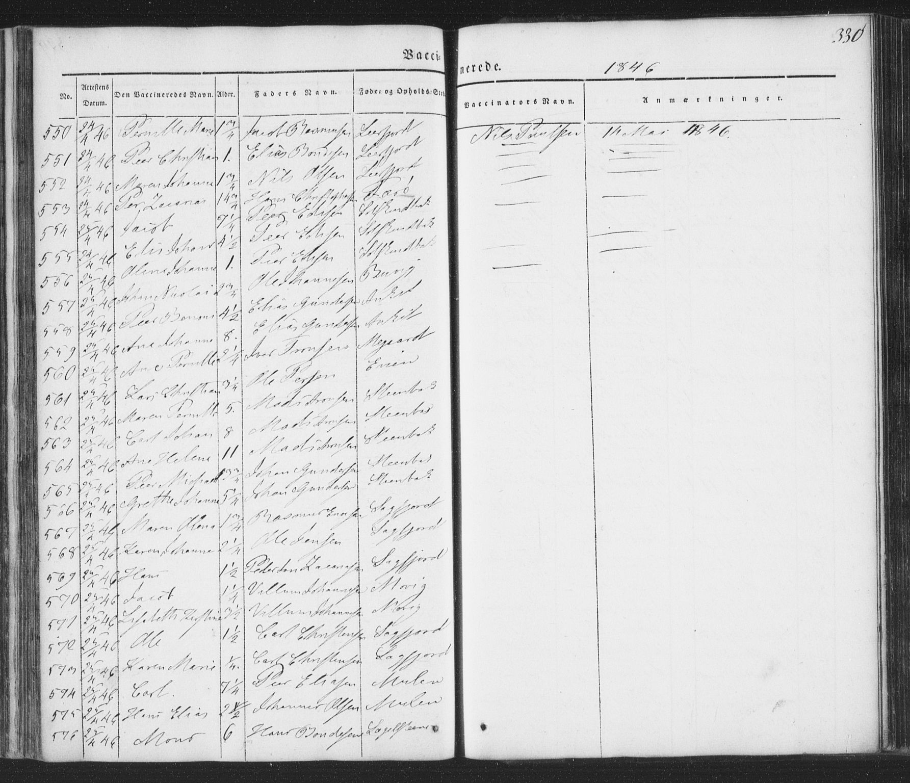 Ministerialprotokoller, klokkerbøker og fødselsregistre - Nordland, AV/SAT-A-1459/853/L0769: Parish register (official) no. 853A08, 1836-1856, p. 330