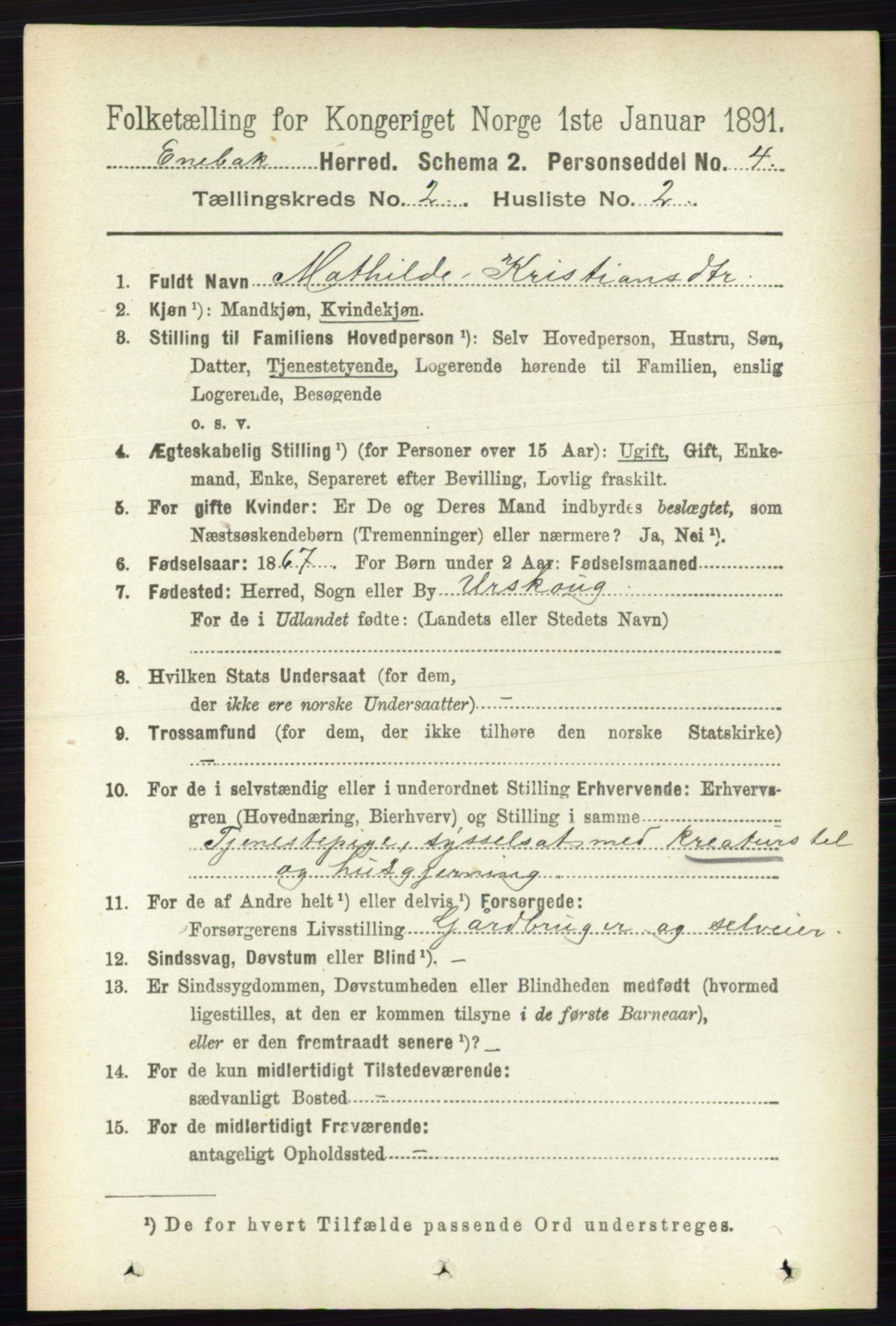 RA, 1891 census for 0229 Enebakk, 1891, p. 774