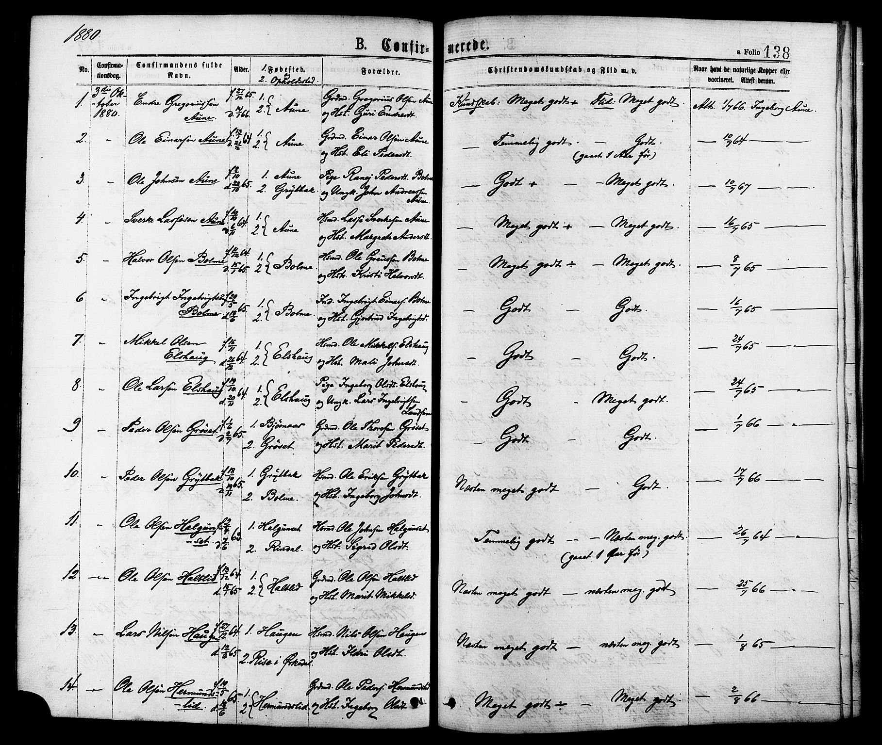 Ministerialprotokoller, klokkerbøker og fødselsregistre - Møre og Romsdal, SAT/A-1454/598/L1068: Parish register (official) no. 598A02, 1872-1881, p. 138