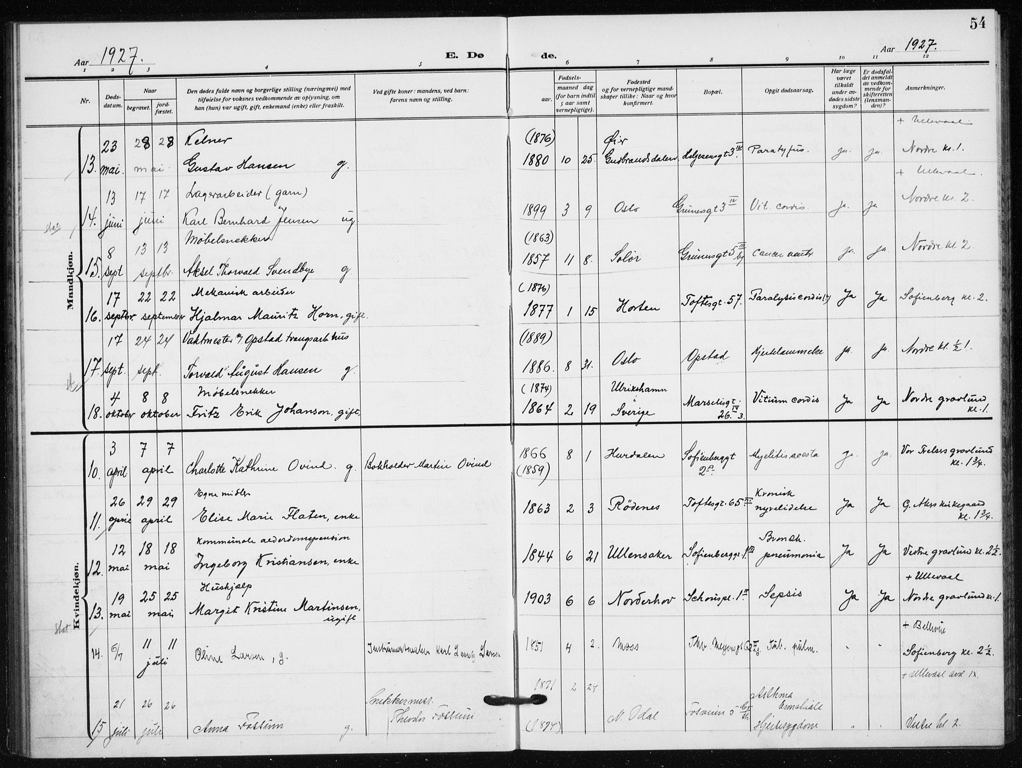 Hauge prestekontor Kirkebøker, AV/SAO-A-10849/F/Fa/L0005: Parish register (official) no. 5, 1917-1938, p. 54