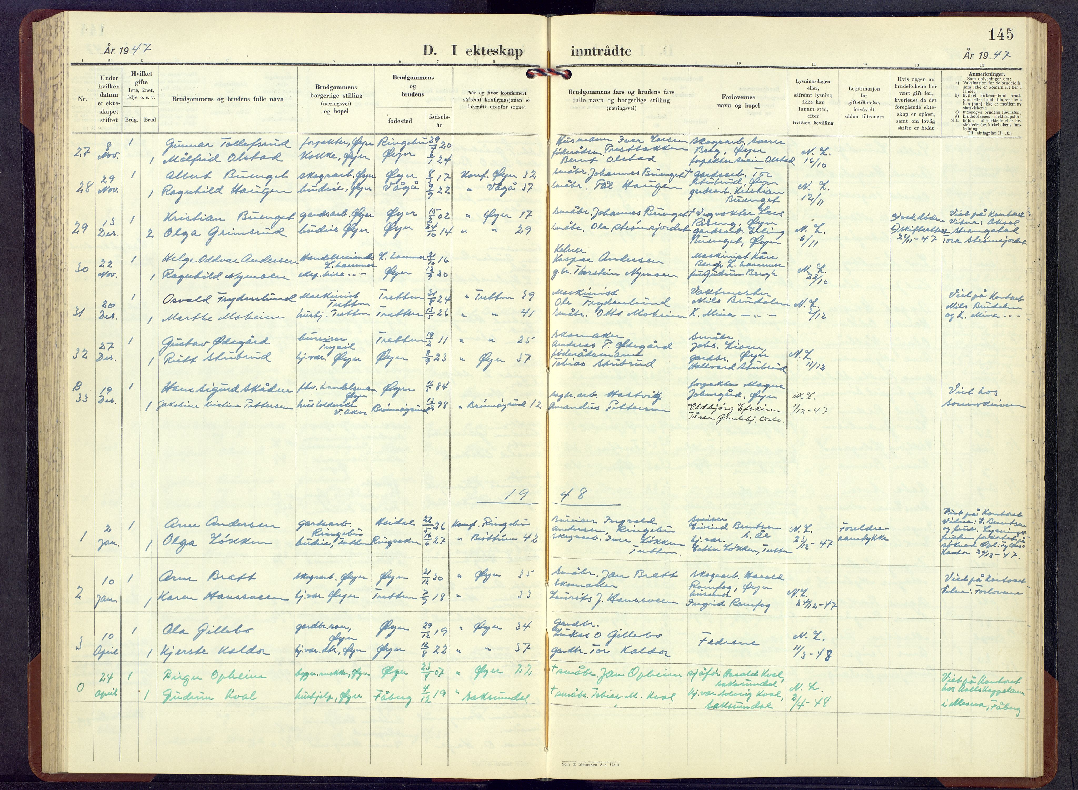 Øyer prestekontor, SAH/PREST-084/H/Ha/Hab/L0010: Parish register (copy) no. 10, 1946-1968, p. 145