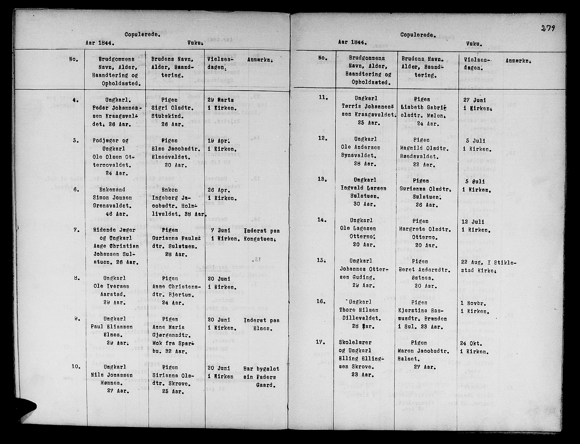 Ministerialprotokoller, klokkerbøker og fødselsregistre - Nord-Trøndelag, SAT/A-1458/724/L0265: Parish register (copy) no. 724C01, 1816-1845, p. 279