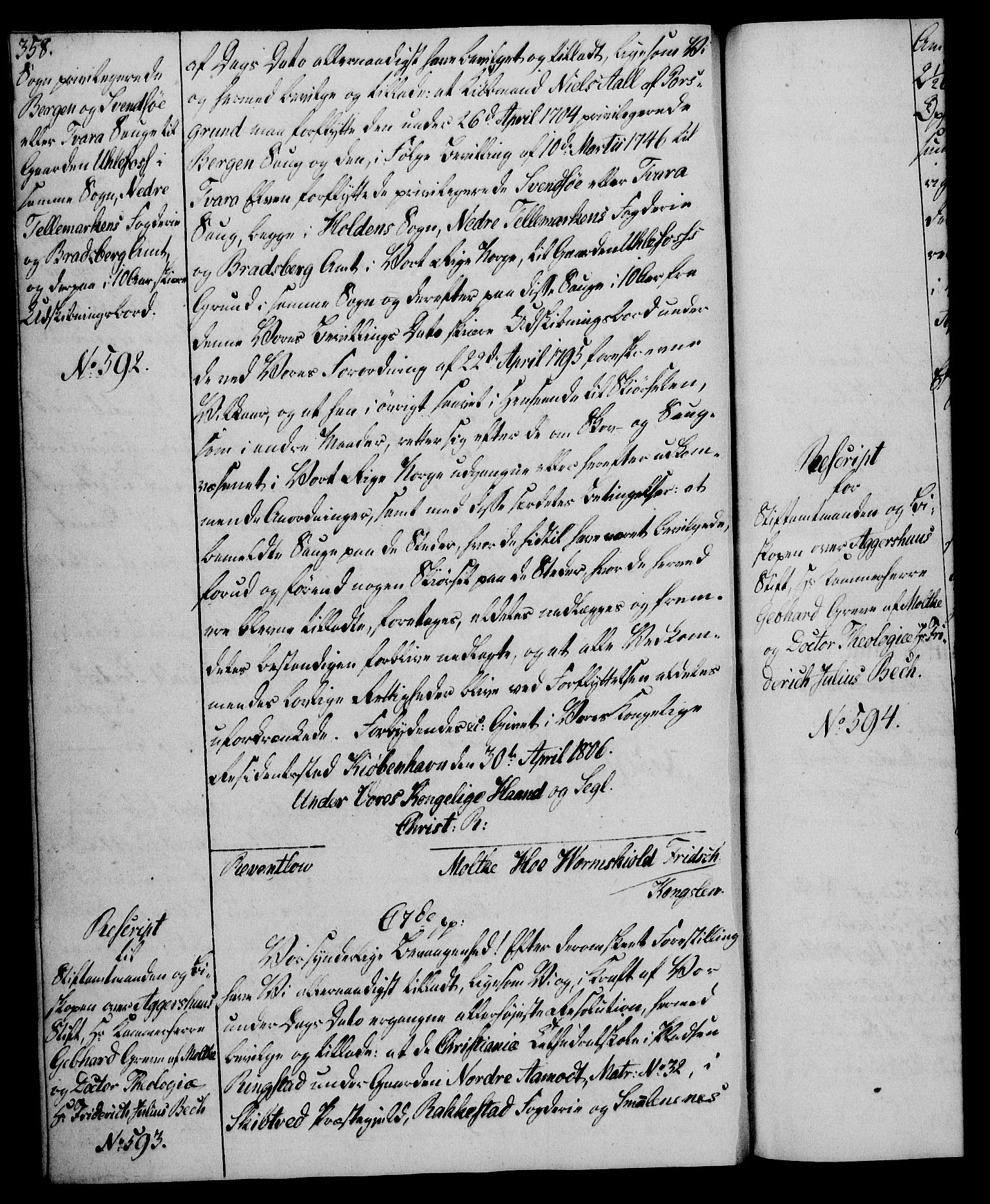 Rentekammeret, Kammerkanselliet, AV/RA-EA-3111/G/Gg/Gga/L0018: Norsk ekspedisjonsprotokoll med register (merket RK 53.18), 1804-1806, p. 358