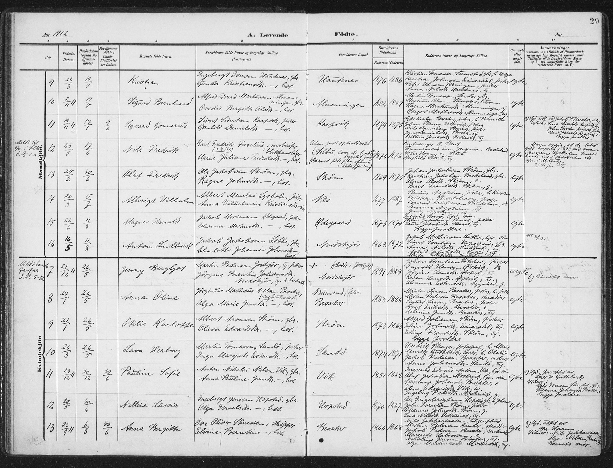 Ministerialprotokoller, klokkerbøker og fødselsregistre - Sør-Trøndelag, AV/SAT-A-1456/657/L0709: Parish register (official) no. 657A10, 1905-1919, p. 29