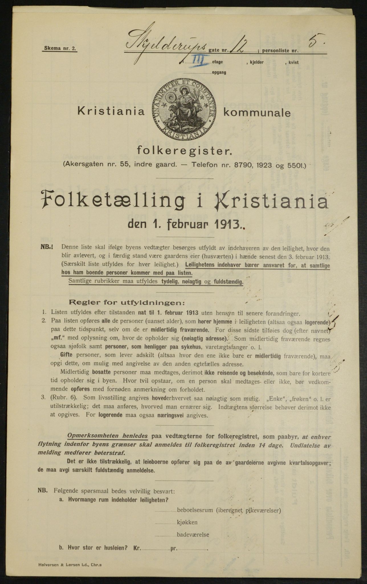 OBA, Municipal Census 1913 for Kristiania, 1913, p. 95814