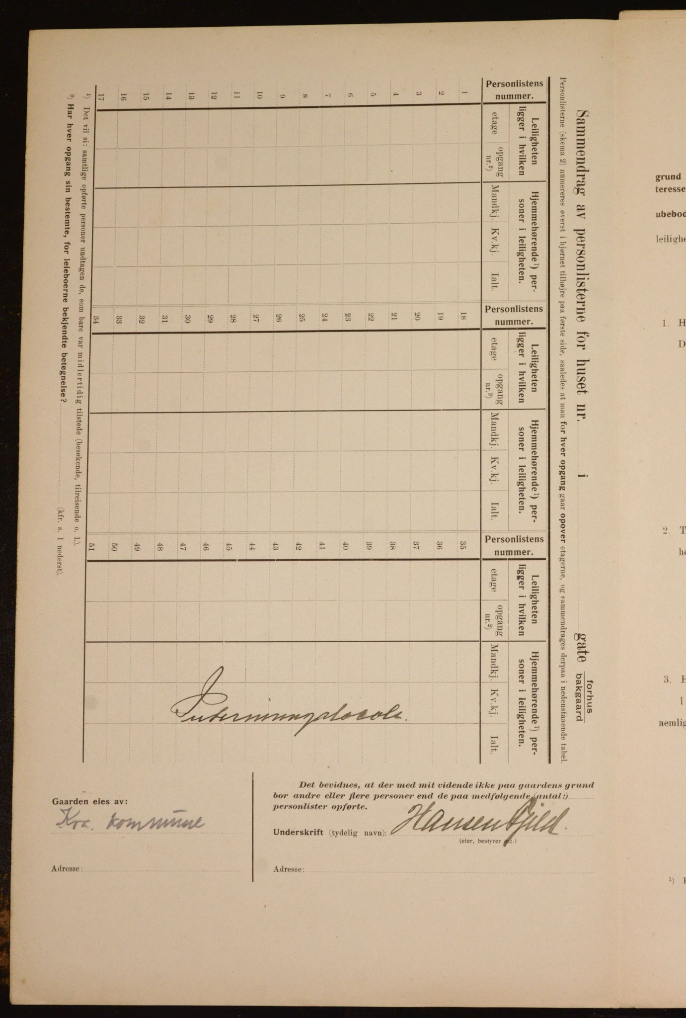 OBA, Municipal Census 1910 for Kristiania, 1910, p. 5256