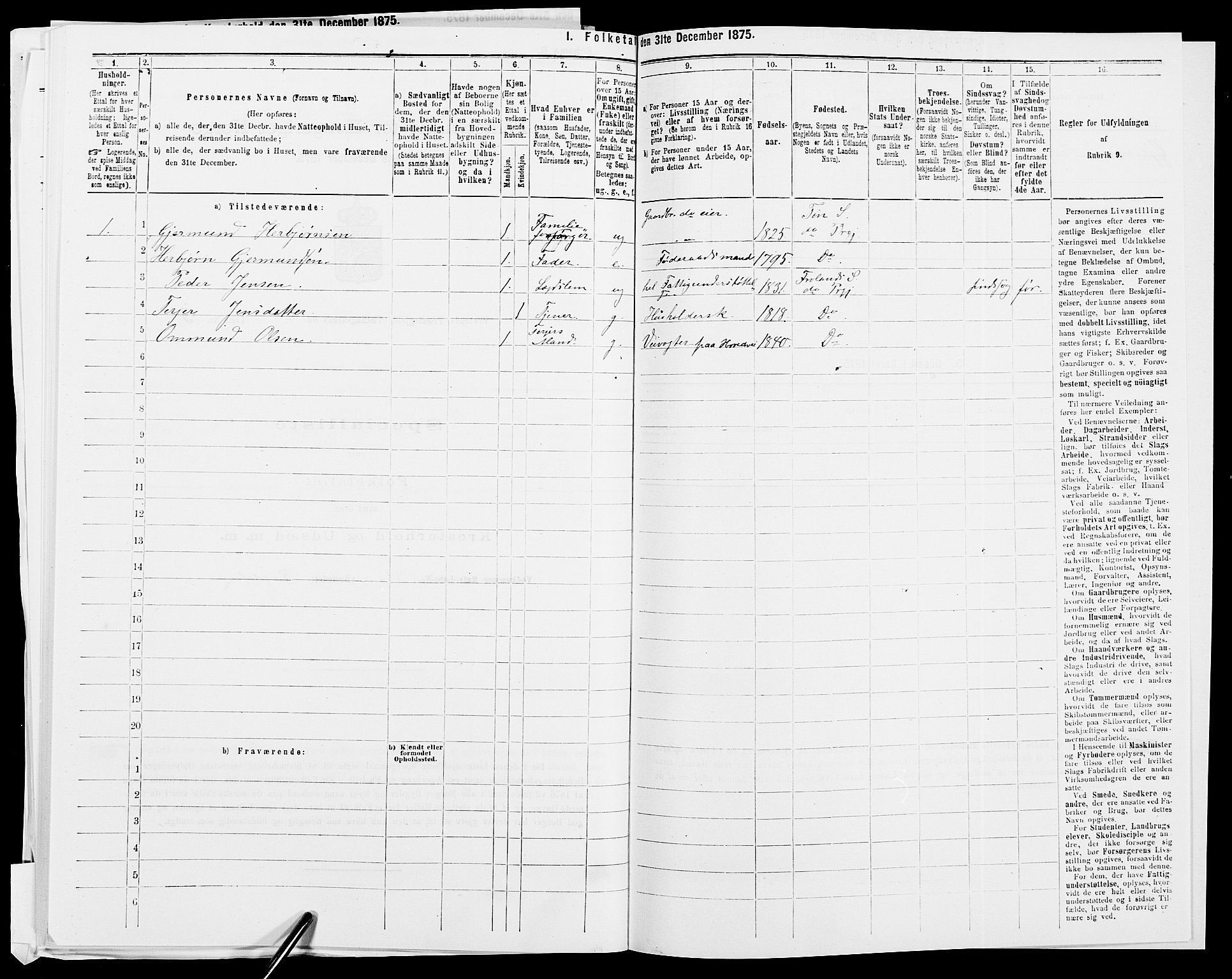 SAK, 1875 census for 0919P Froland, 1875, p. 499