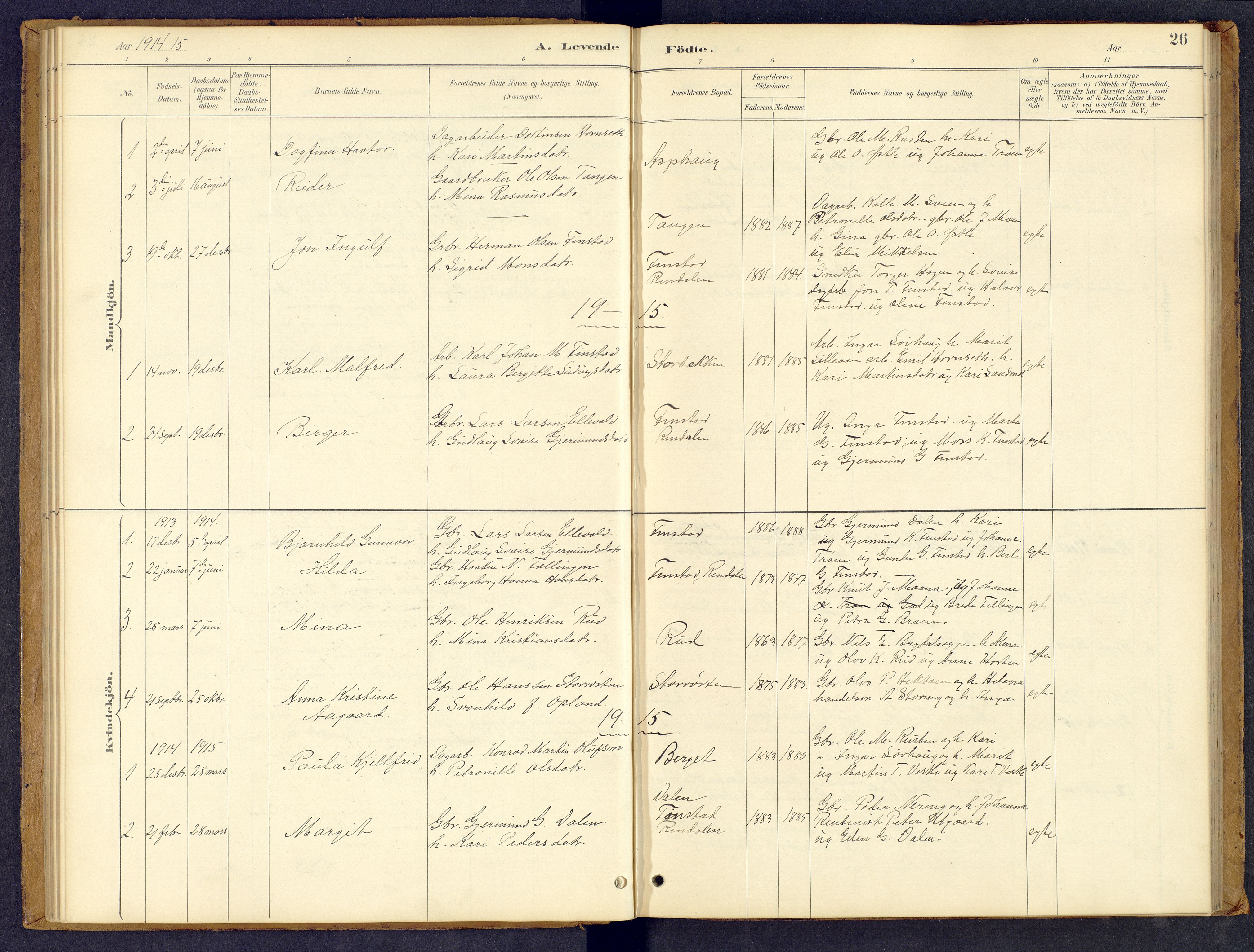 Tynset prestekontor, SAH/PREST-058/H/Ha/Hab/L0008: Parish register (copy) no. 8, 1884-1916, p. 26