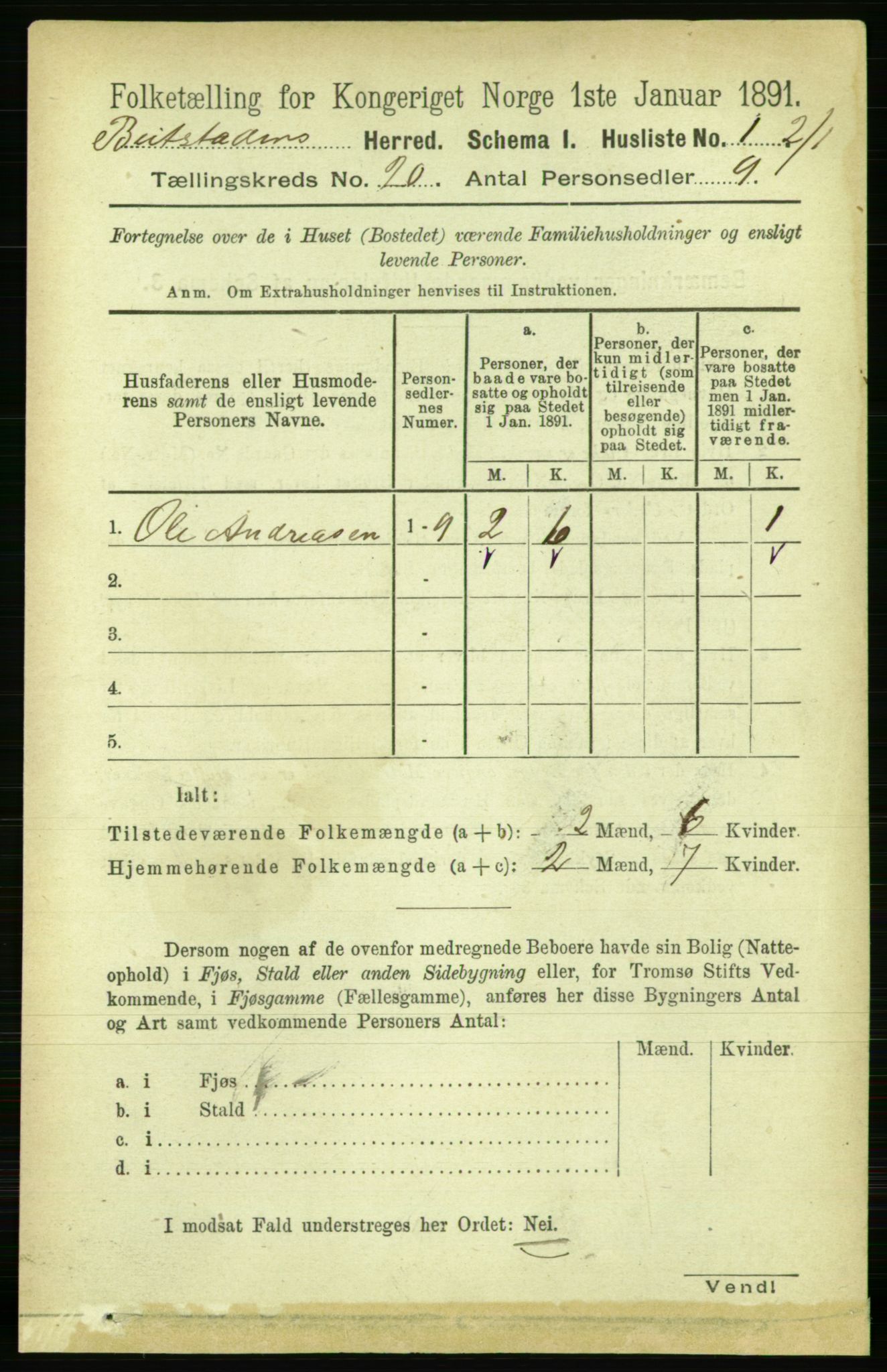 RA, 1891 census for 1727 Beitstad, 1891, p. 5065