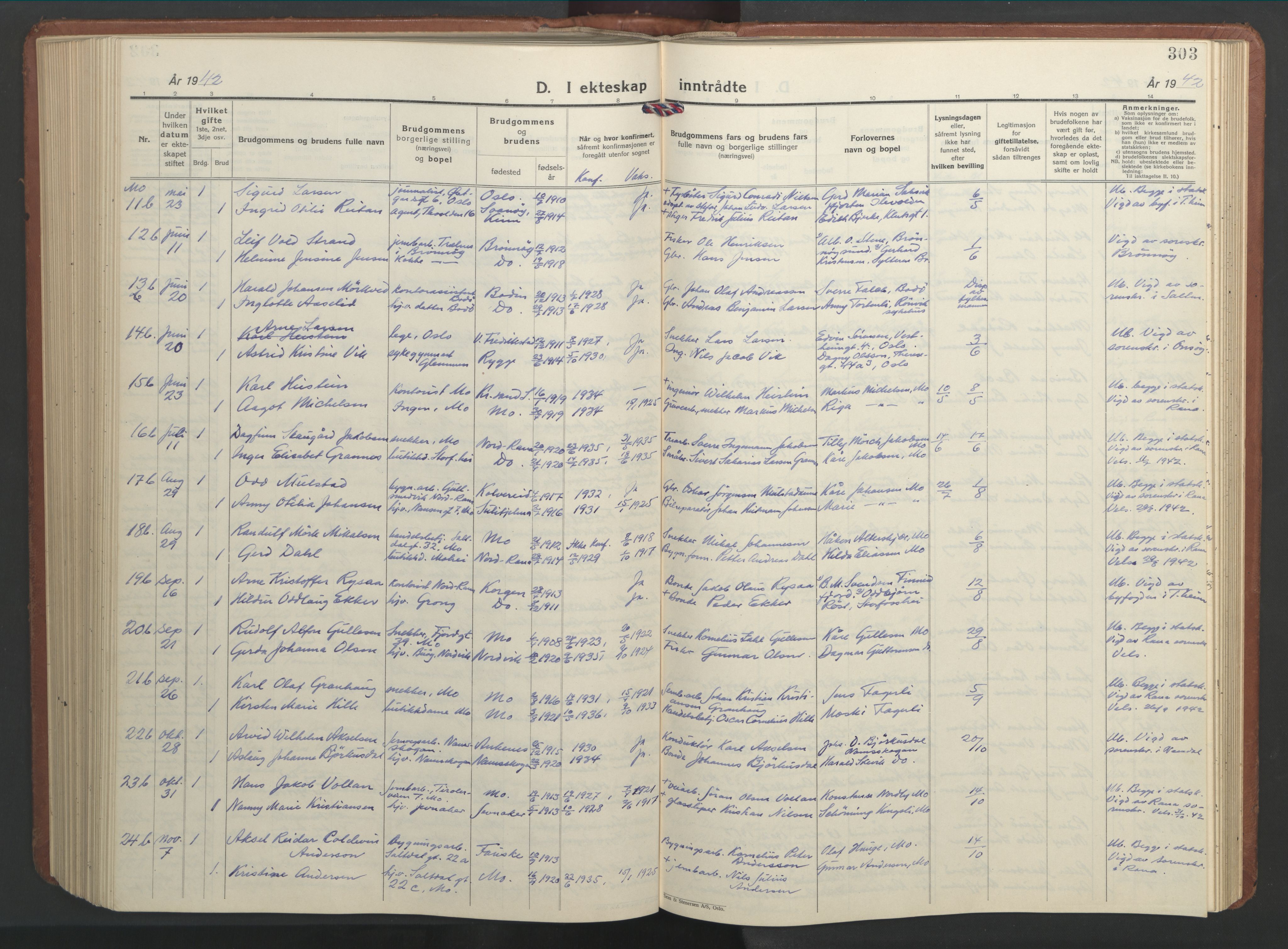 Ministerialprotokoller, klokkerbøker og fødselsregistre - Nordland, AV/SAT-A-1459/827/L0425: Parish register (copy) no. 827C14, 1931-1946, p. 303