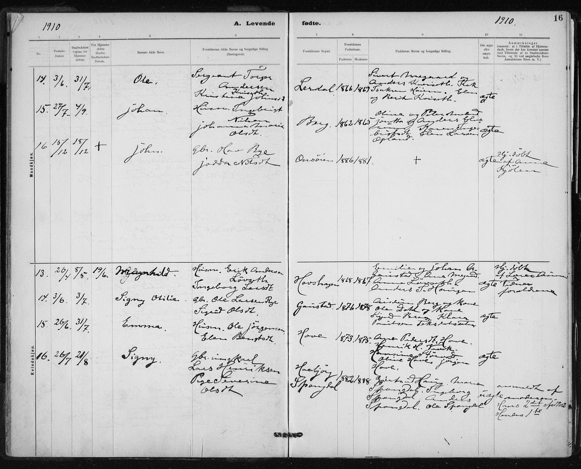 Ministerialprotokoller, klokkerbøker og fødselsregistre - Sør-Trøndelag, AV/SAT-A-1456/612/L0381: Parish register (official) no. 612A13, 1907-1923, p. 16