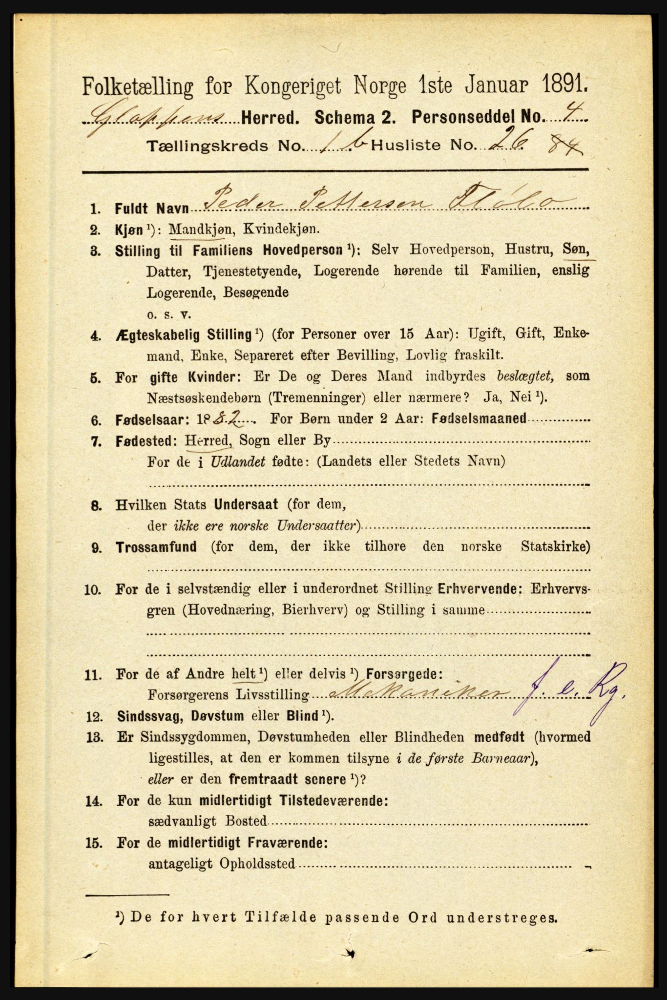 RA, 1891 census for 1445 Gloppen, 1891, p. 543