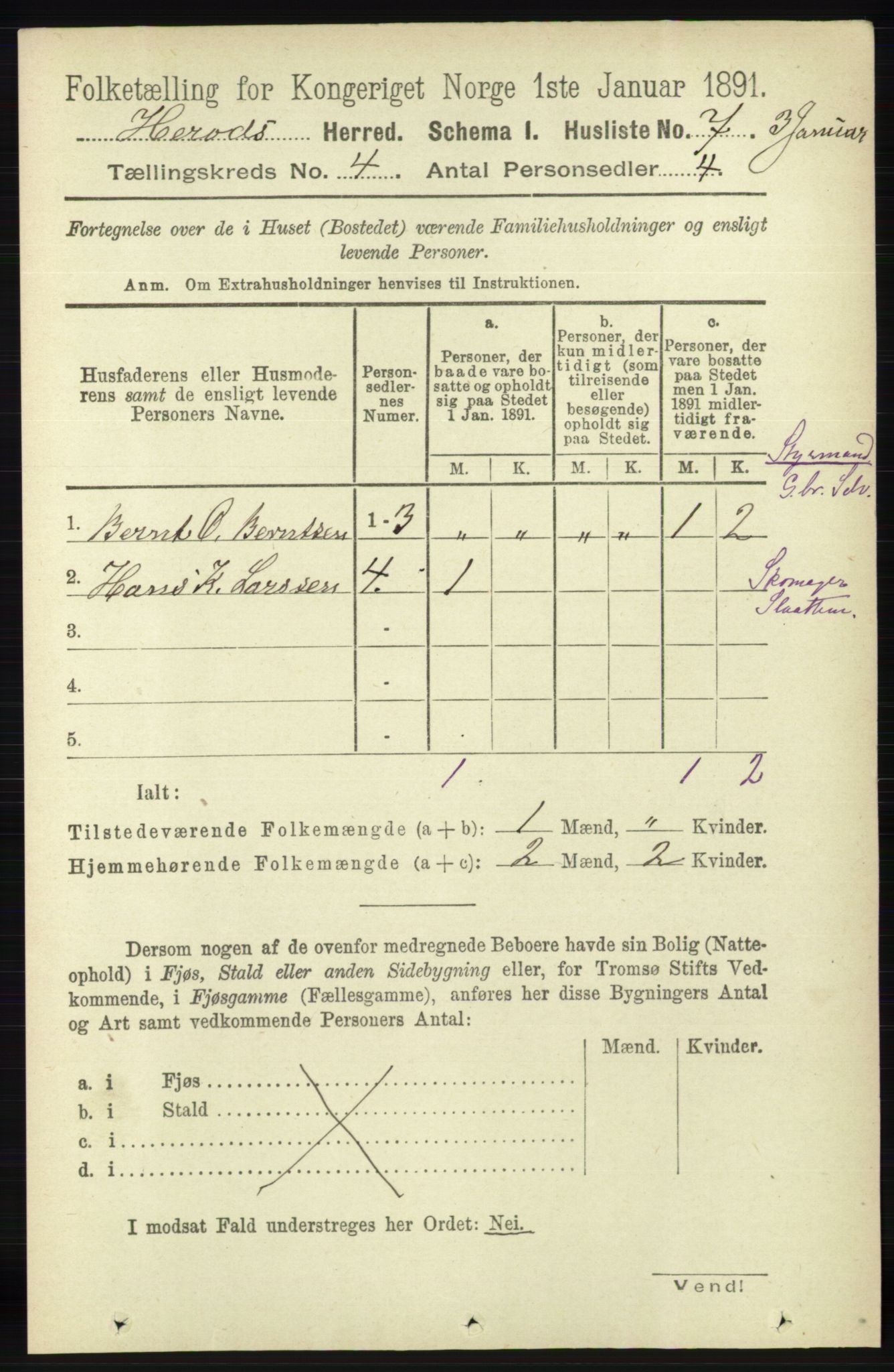 RA, 1891 census for 1039 Herad, 1891, p. 1351