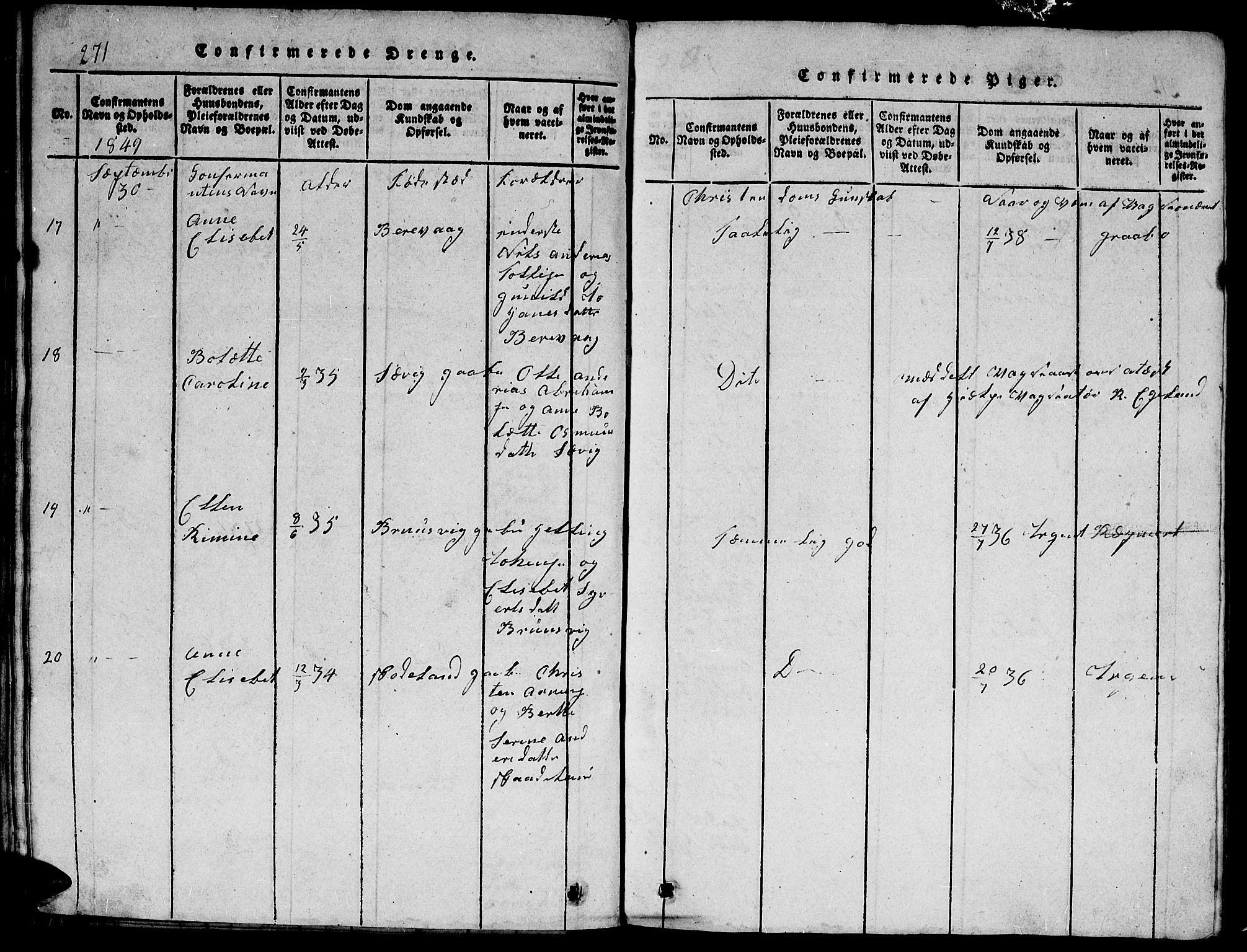 Herad sokneprestkontor, AV/SAK-1111-0018/F/Fb/Fbb/L0001: Parish register (copy) no. B 1, 1815-1852, p. 271