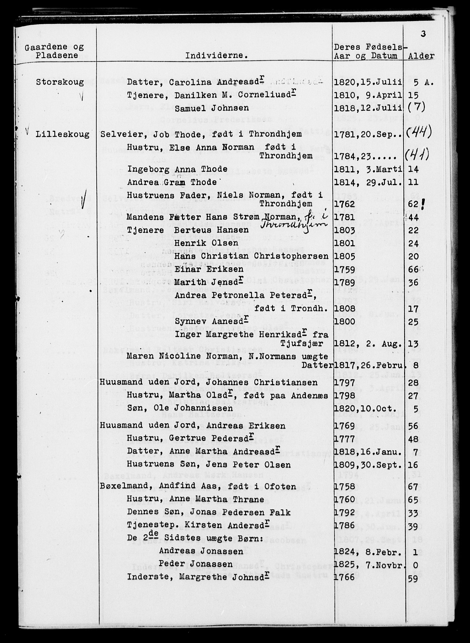 , Census 1825 for Ibestad, 1825, p. 3