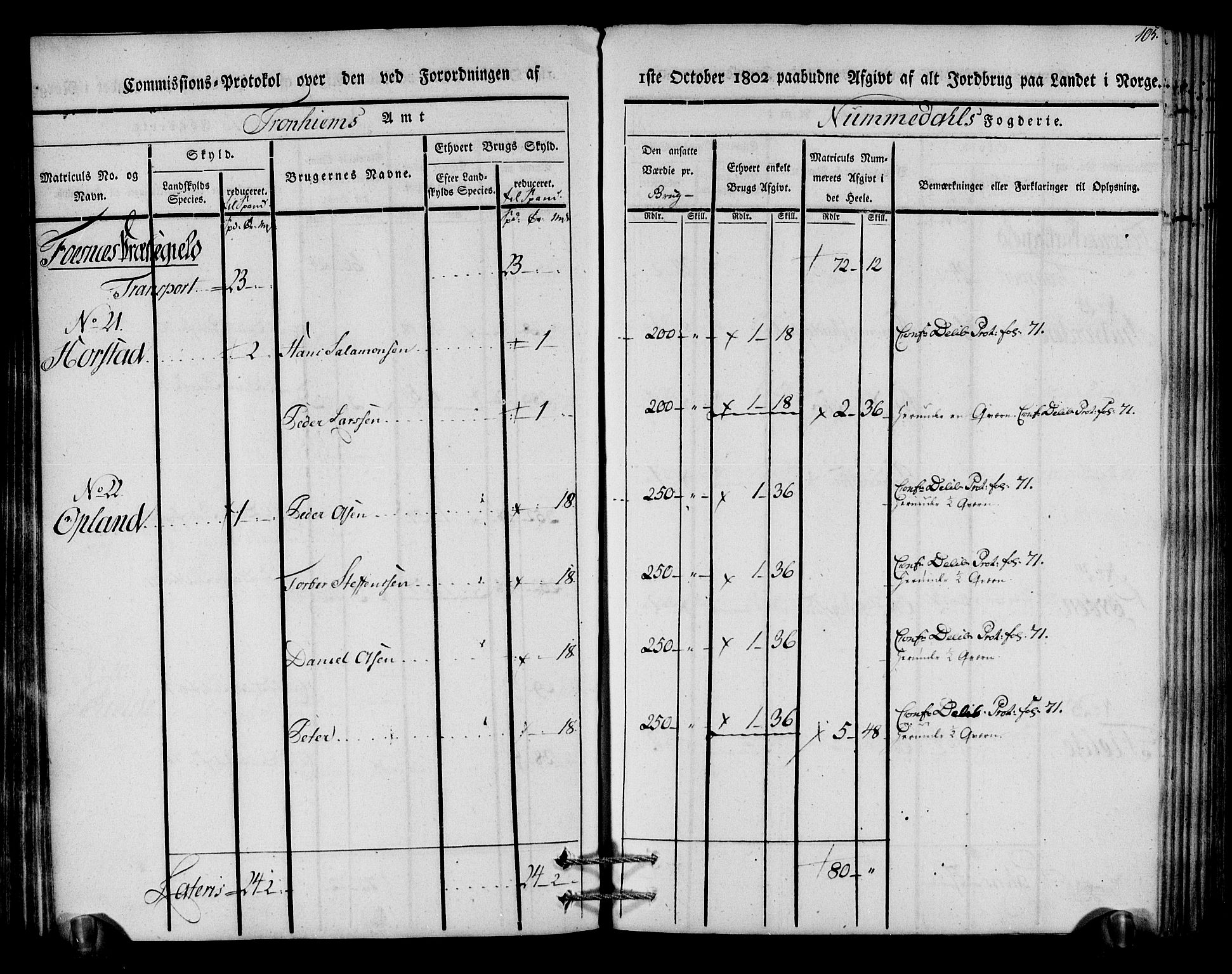 Rentekammeret inntil 1814, Realistisk ordnet avdeling, AV/RA-EA-4070/N/Ne/Nea/L0154: Namdalen fogderi. Kommisjonsprotokoll, 1803, p. 106