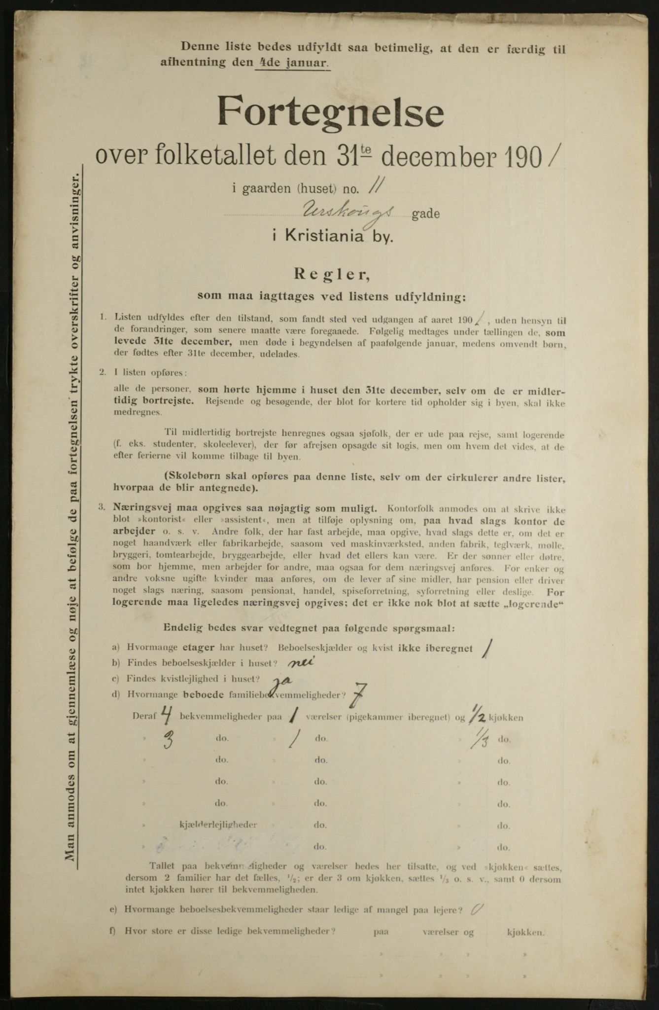 OBA, Municipal Census 1901 for Kristiania, 1901, p. 493